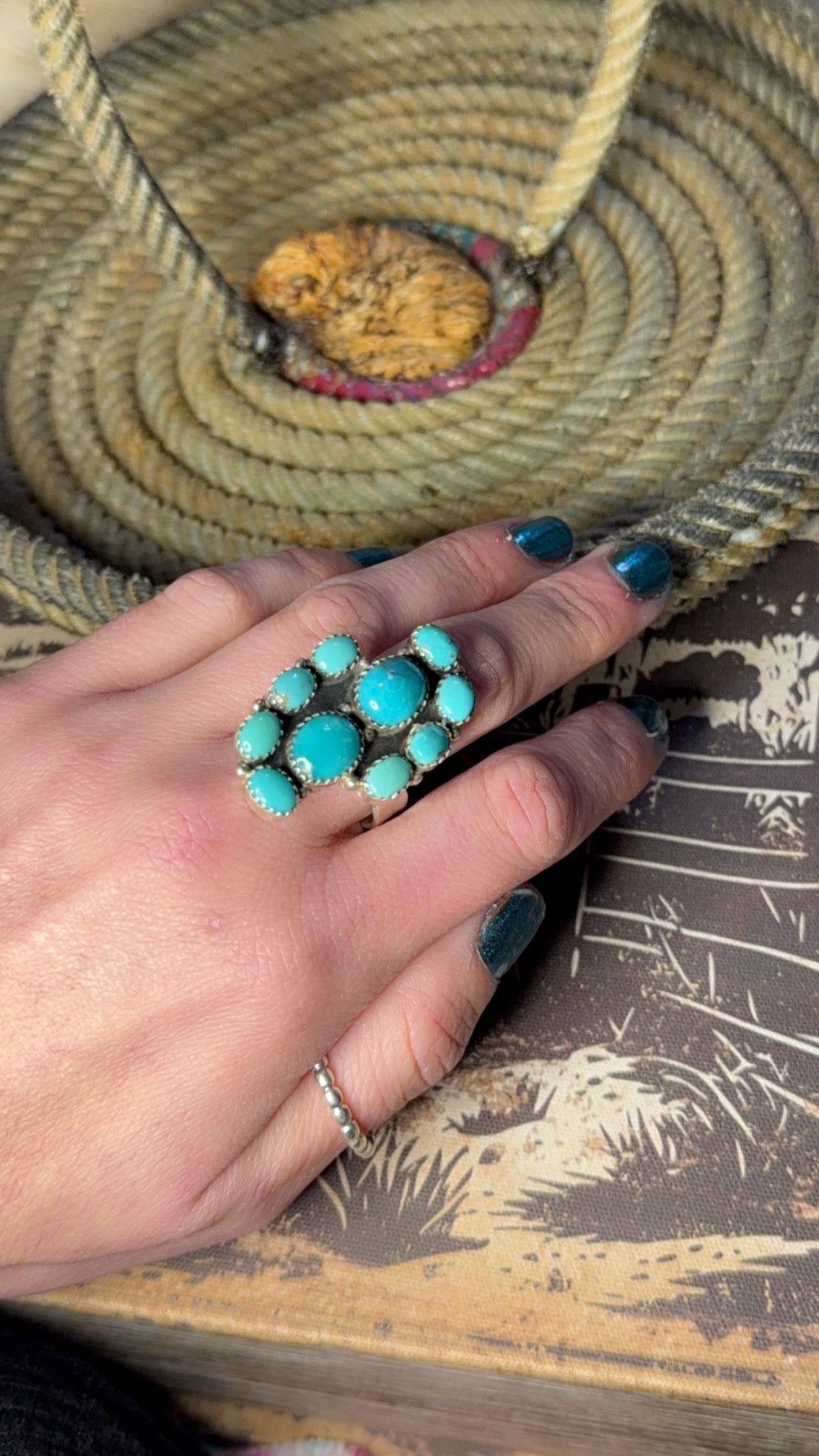 Turquoise cluster ring