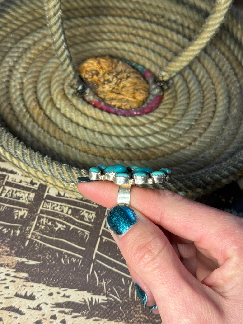 Turquoise cluster ring
