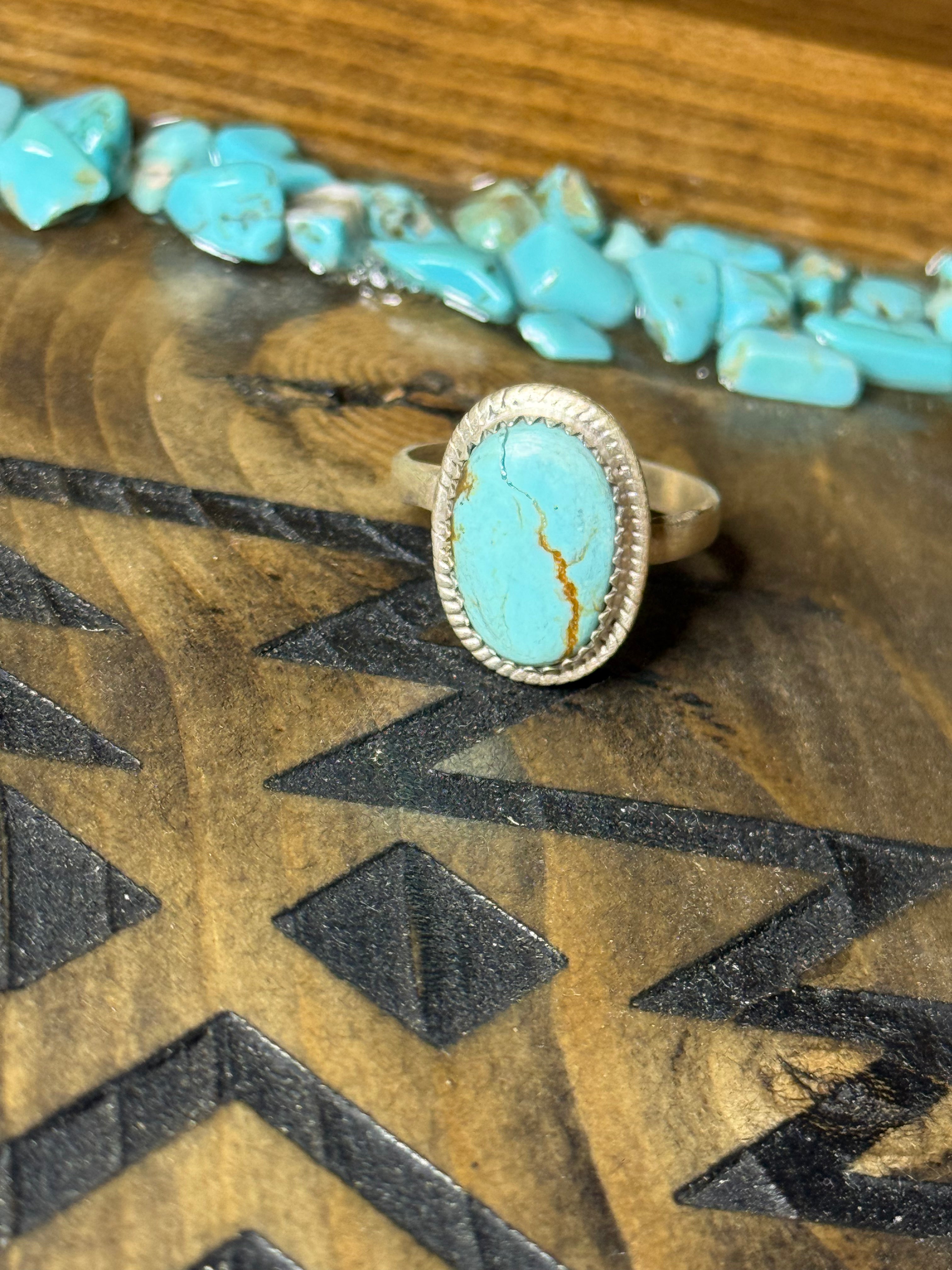 Number 8 turquoise adjustable ring