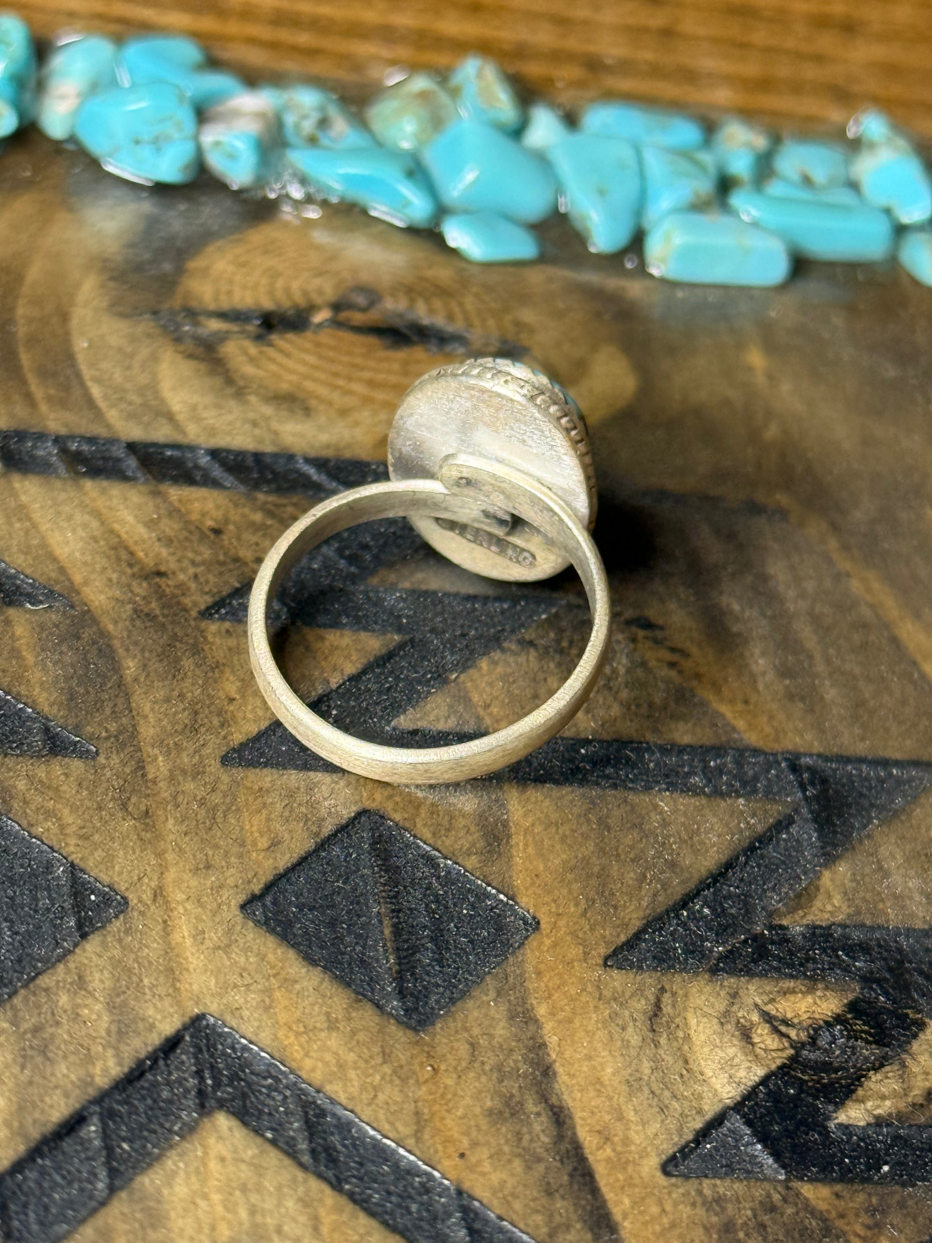 Number 8 turquoise adjustable ring
