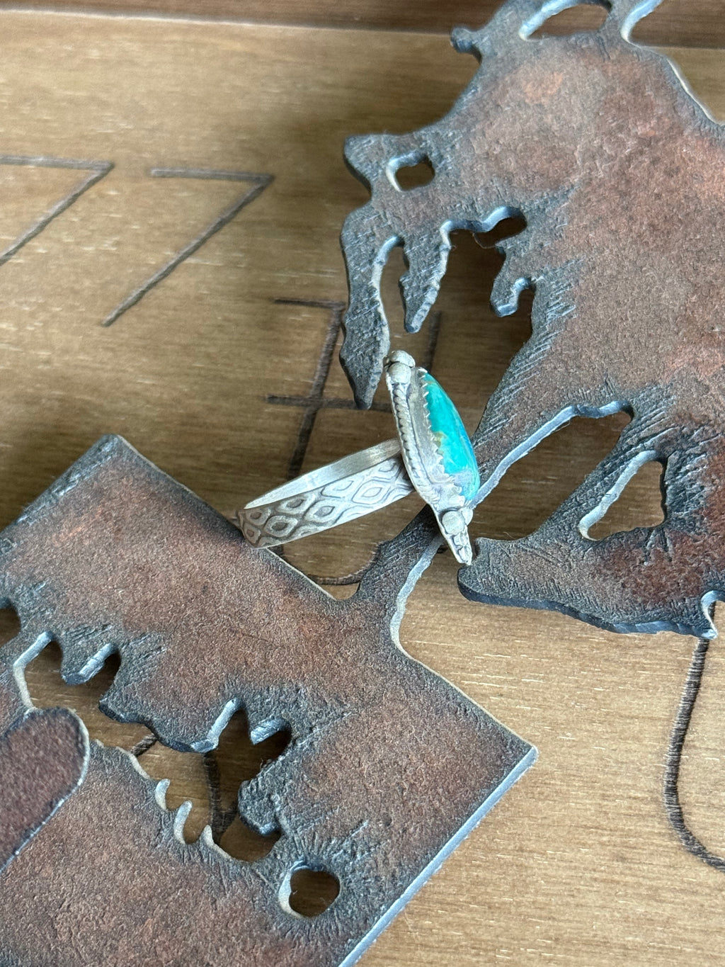 Turquoise spade adjustable ring