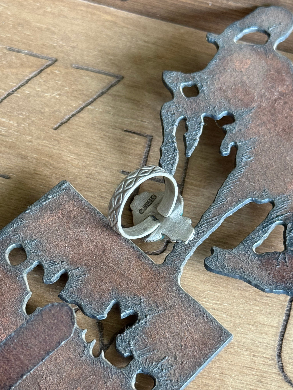 Turquoise spade adjustable ring