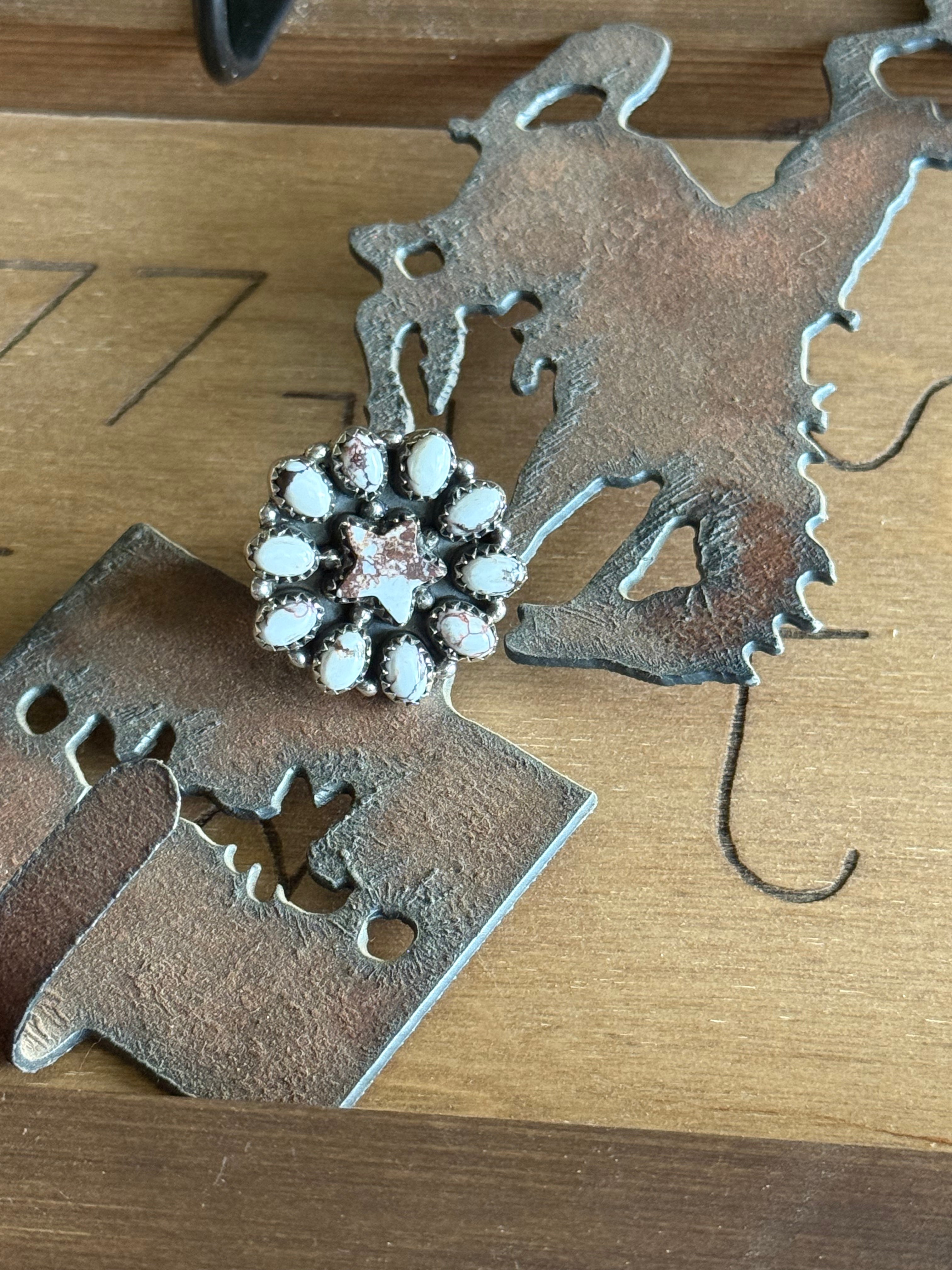 Wolf horse adjustable star cluster ring