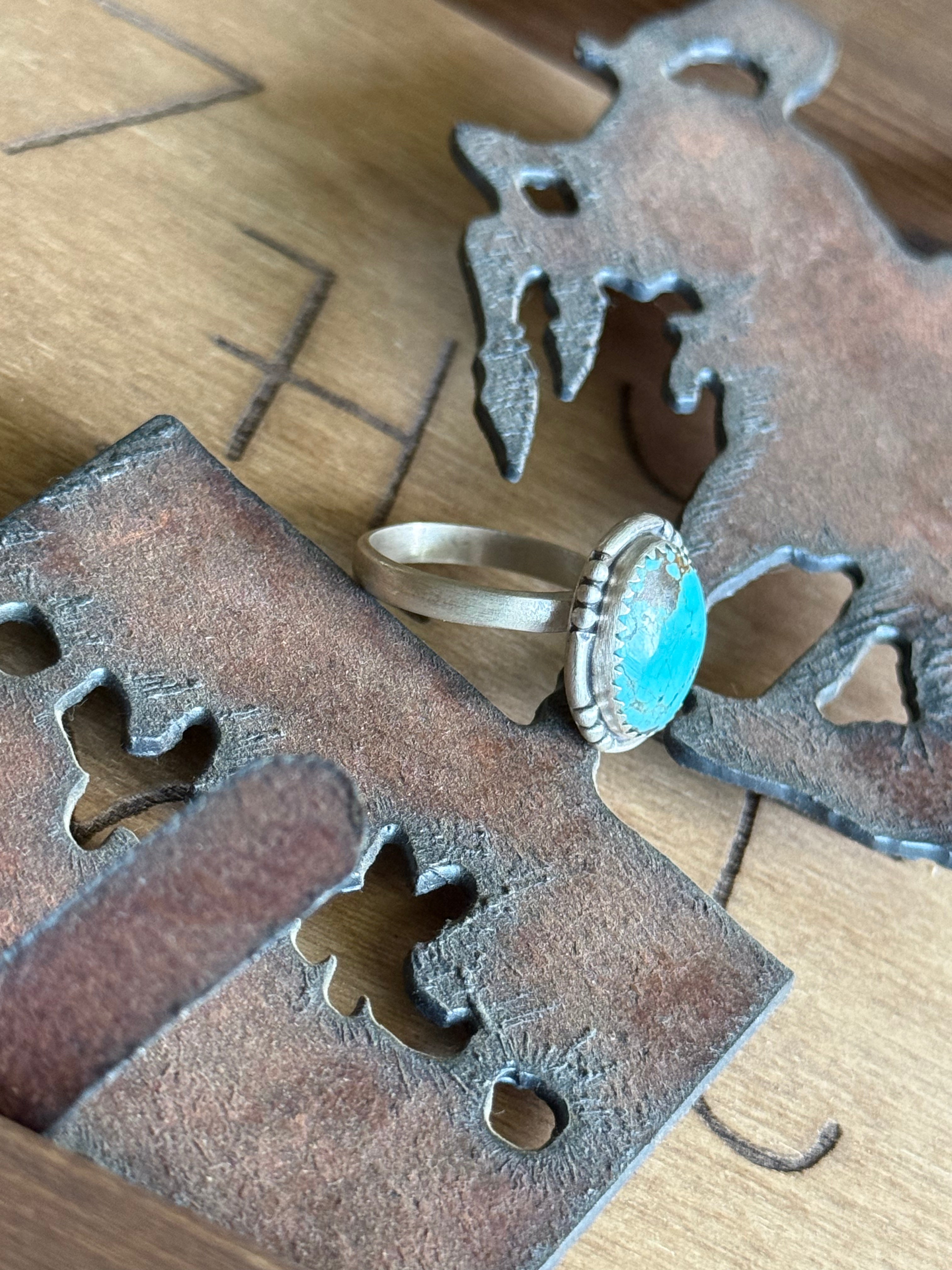 Number 8 turquoise adjustable ring