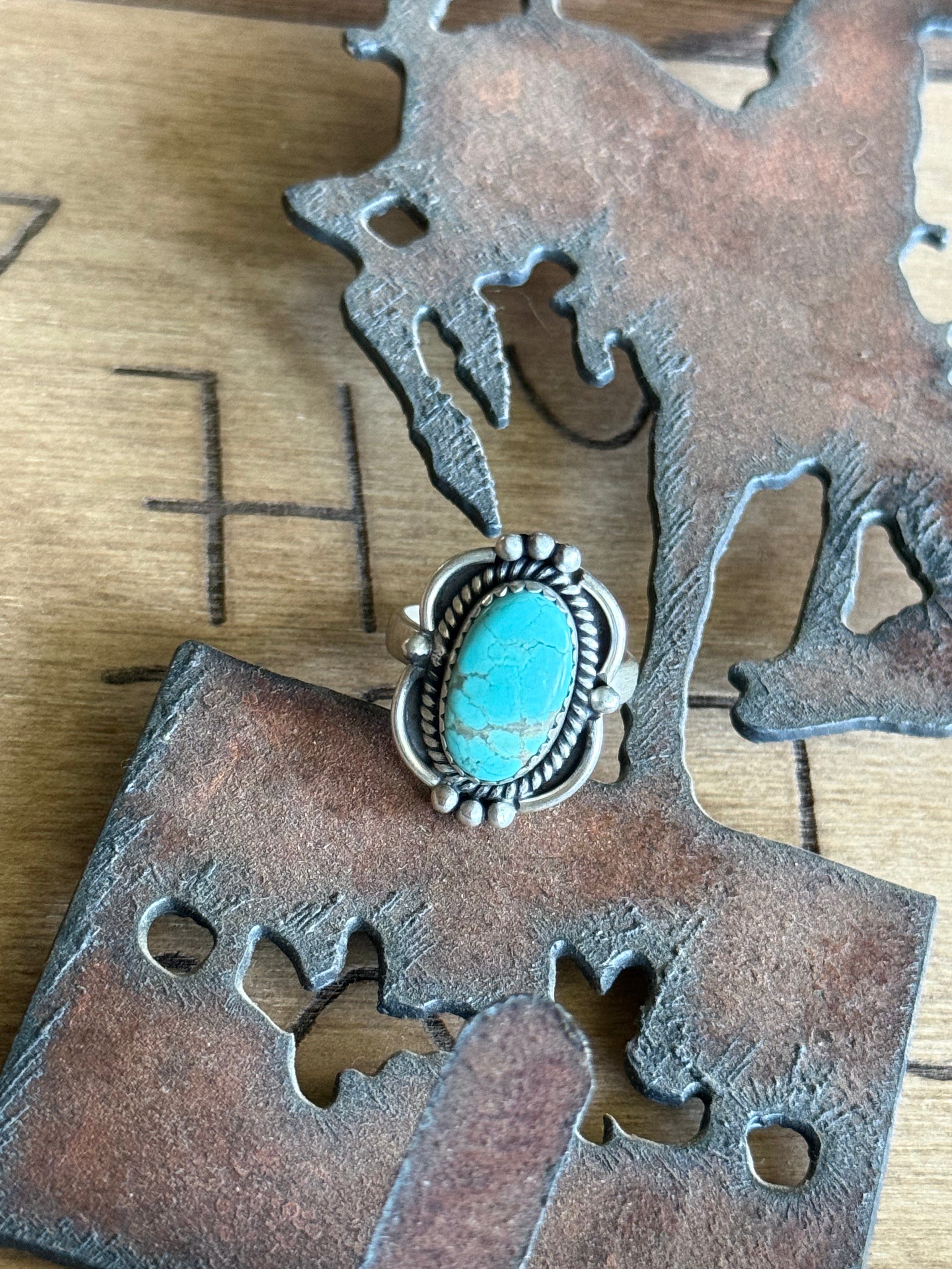 Number 8 turquoise adjustable ring