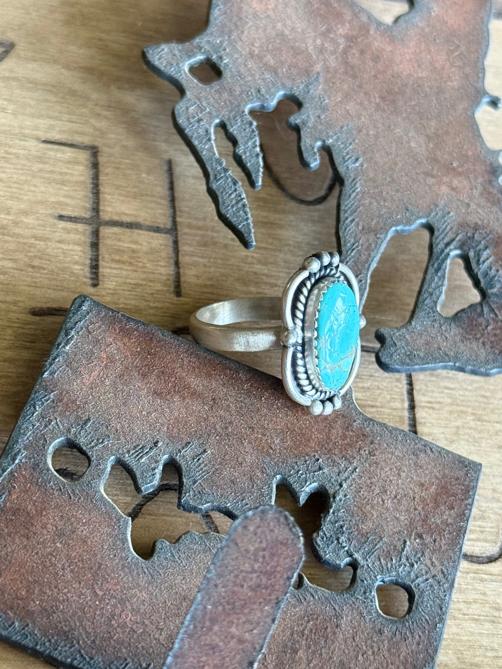 Number 8 turquoise adjustable ring