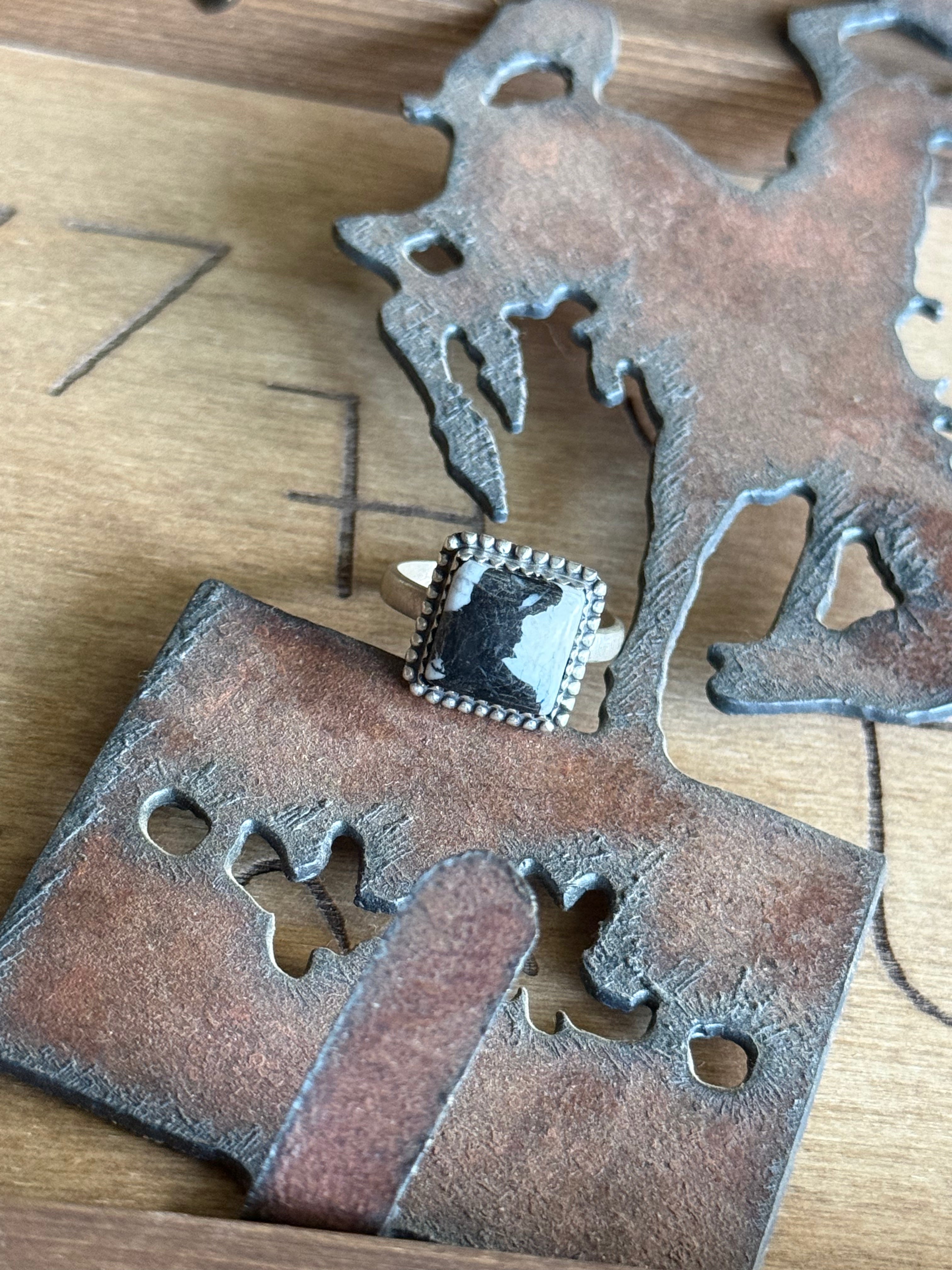 White buffalo adjustable ring