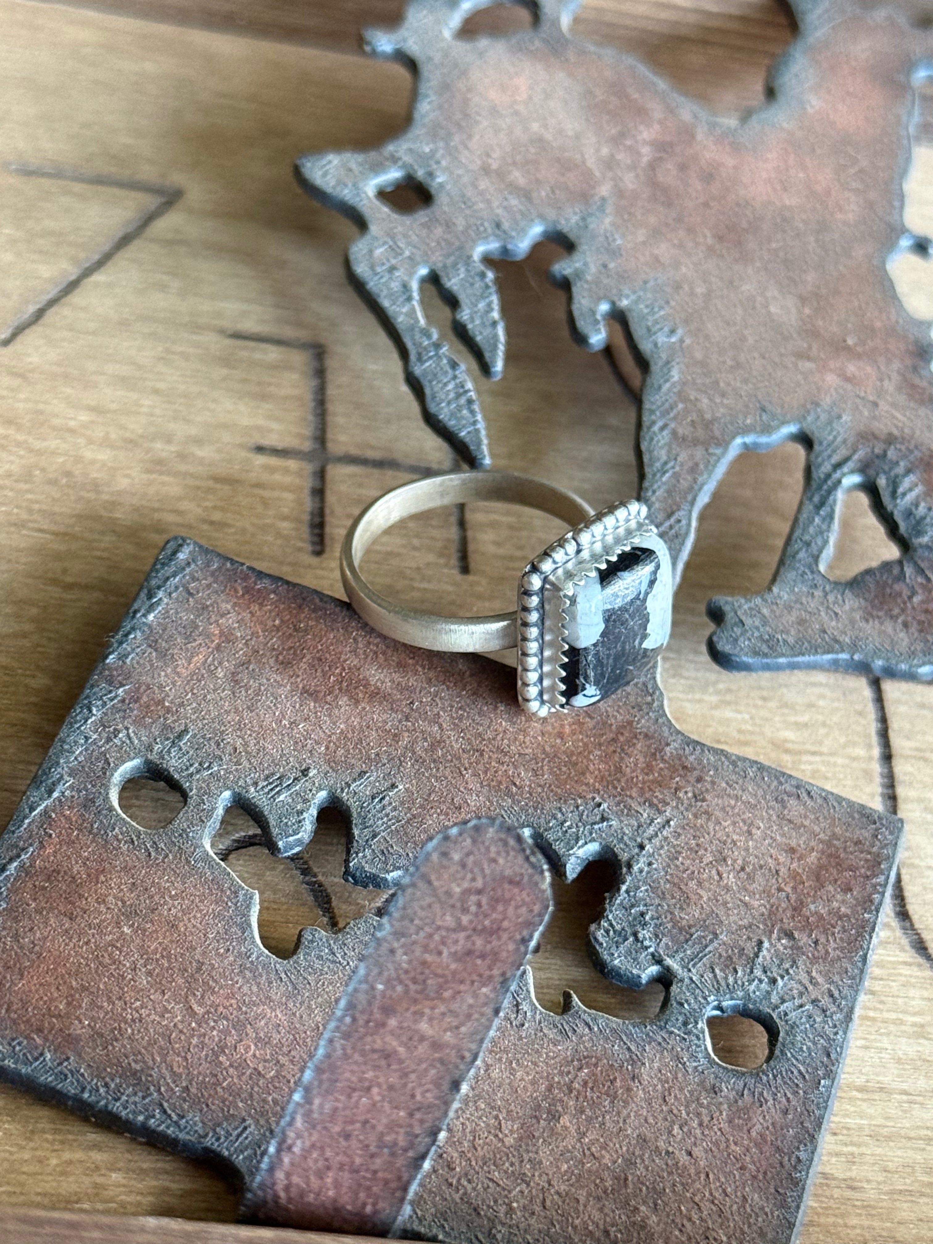 White buffalo adjustable ring