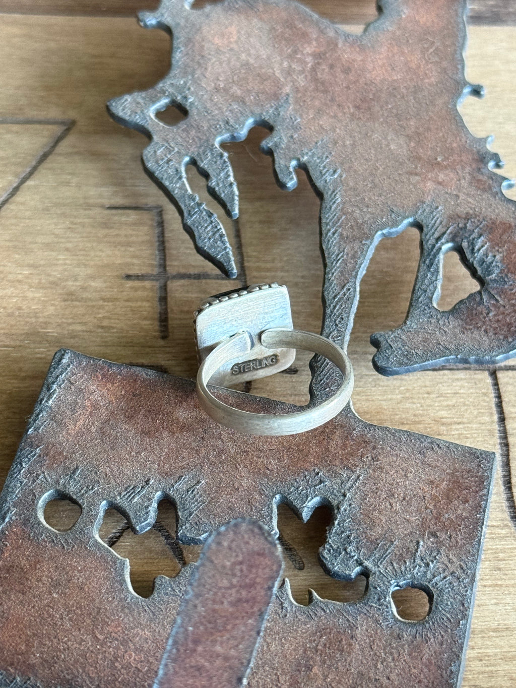 White buffalo adjustable ring