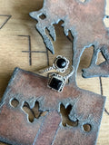 Black onyx 2 stone bypass ring