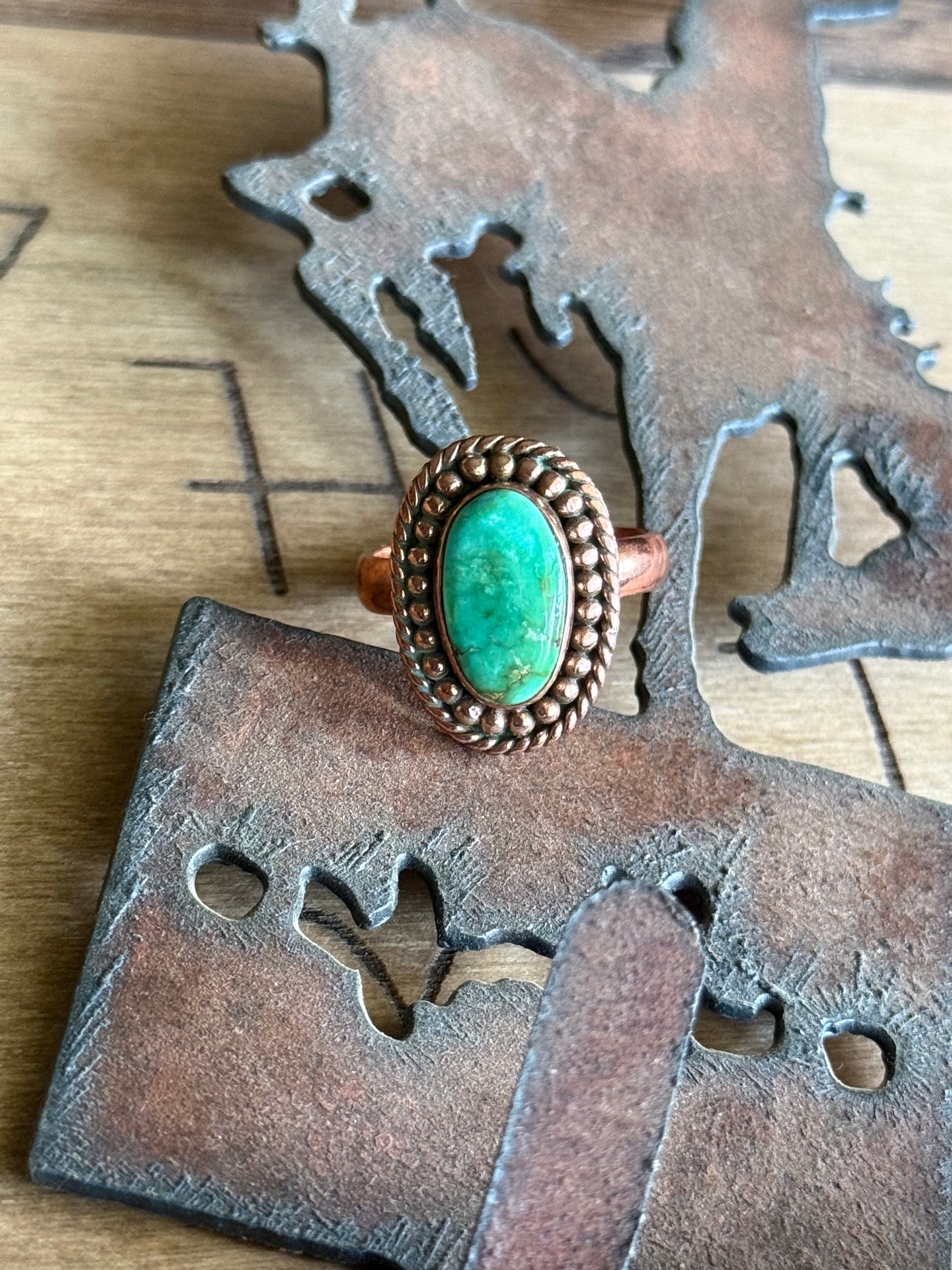 Turquoise &copoer adjustable ring