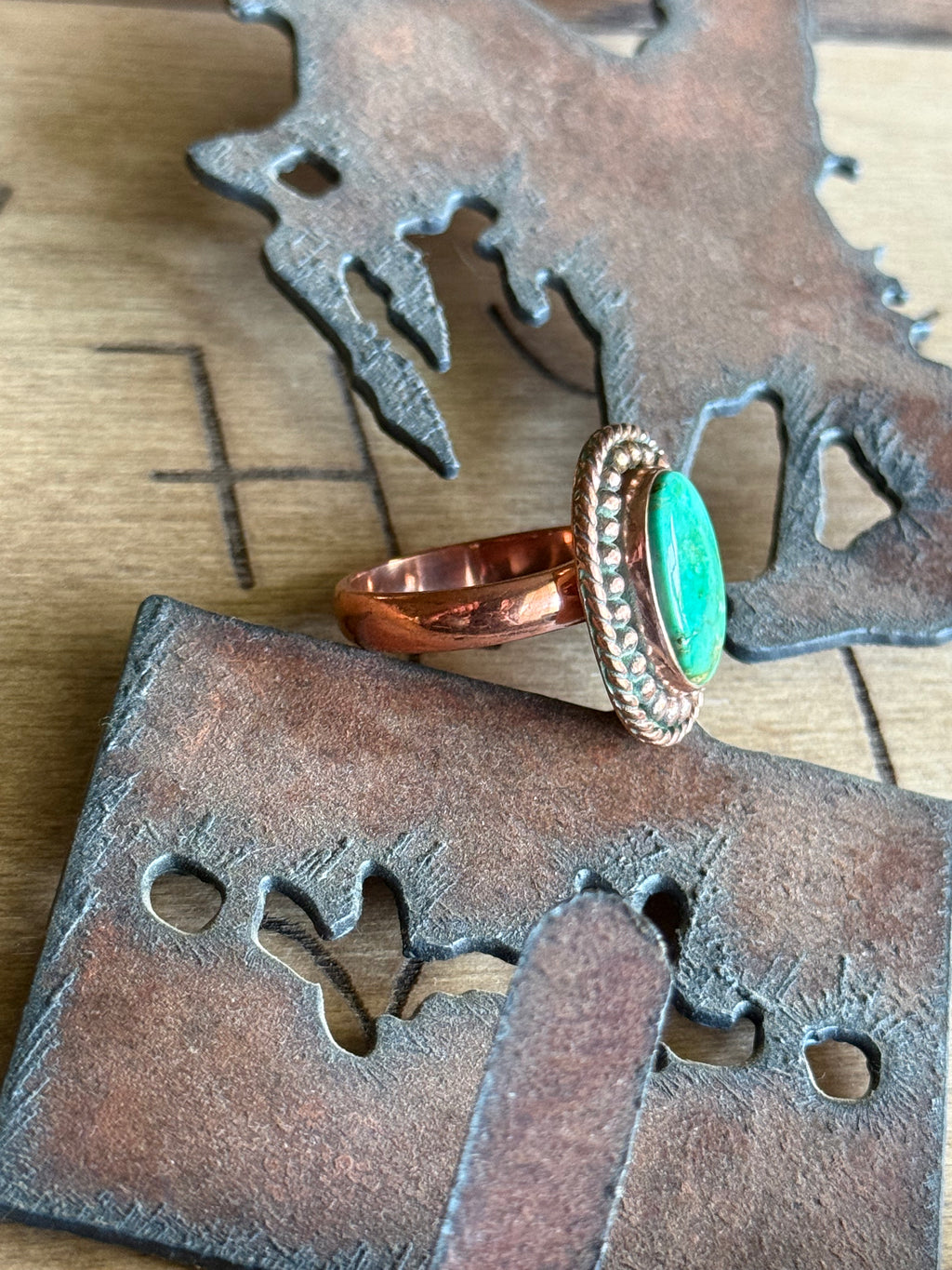 Turquoise &copoer adjustable ring