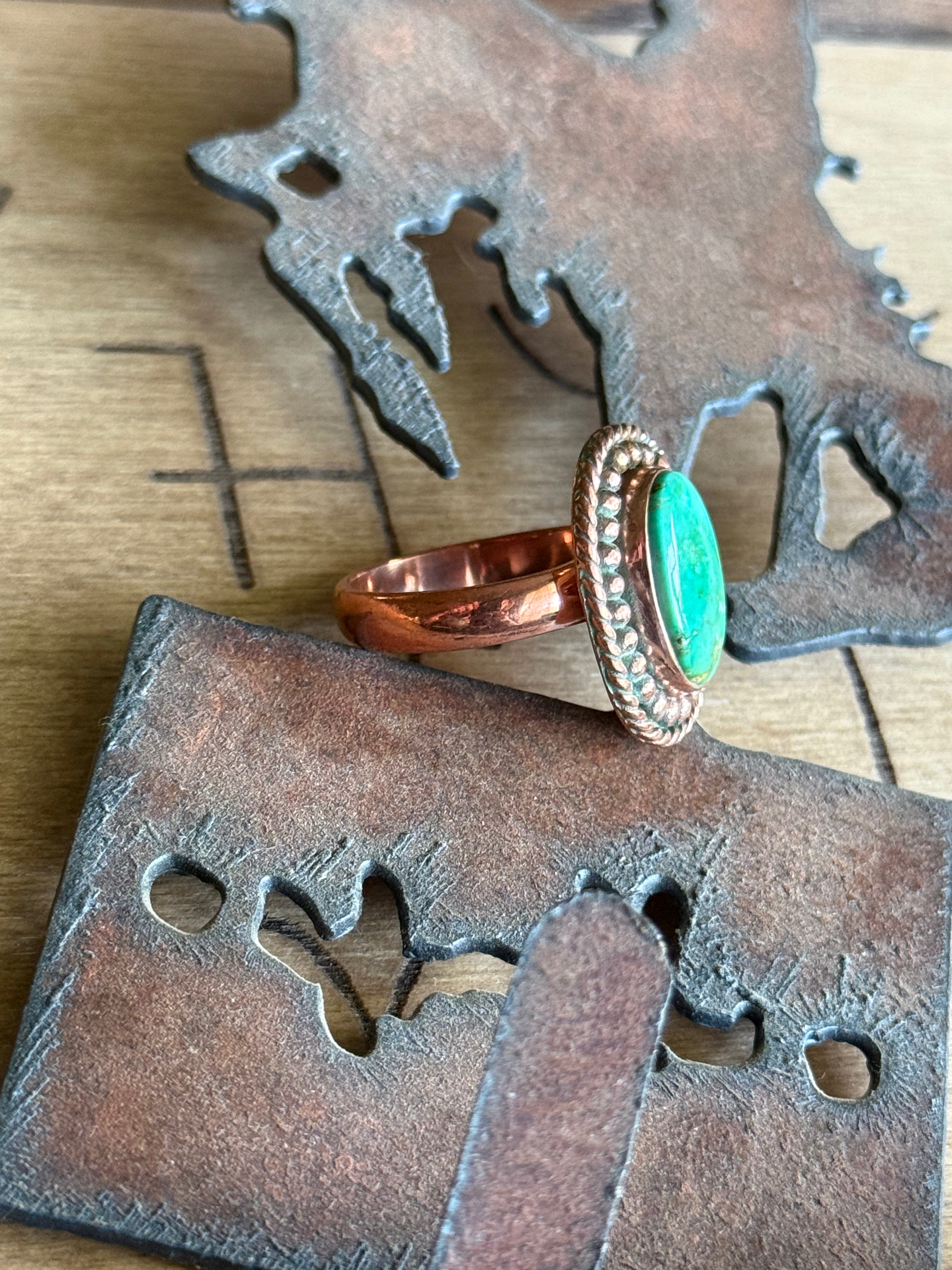 Turquoise &copoer adjustable ring