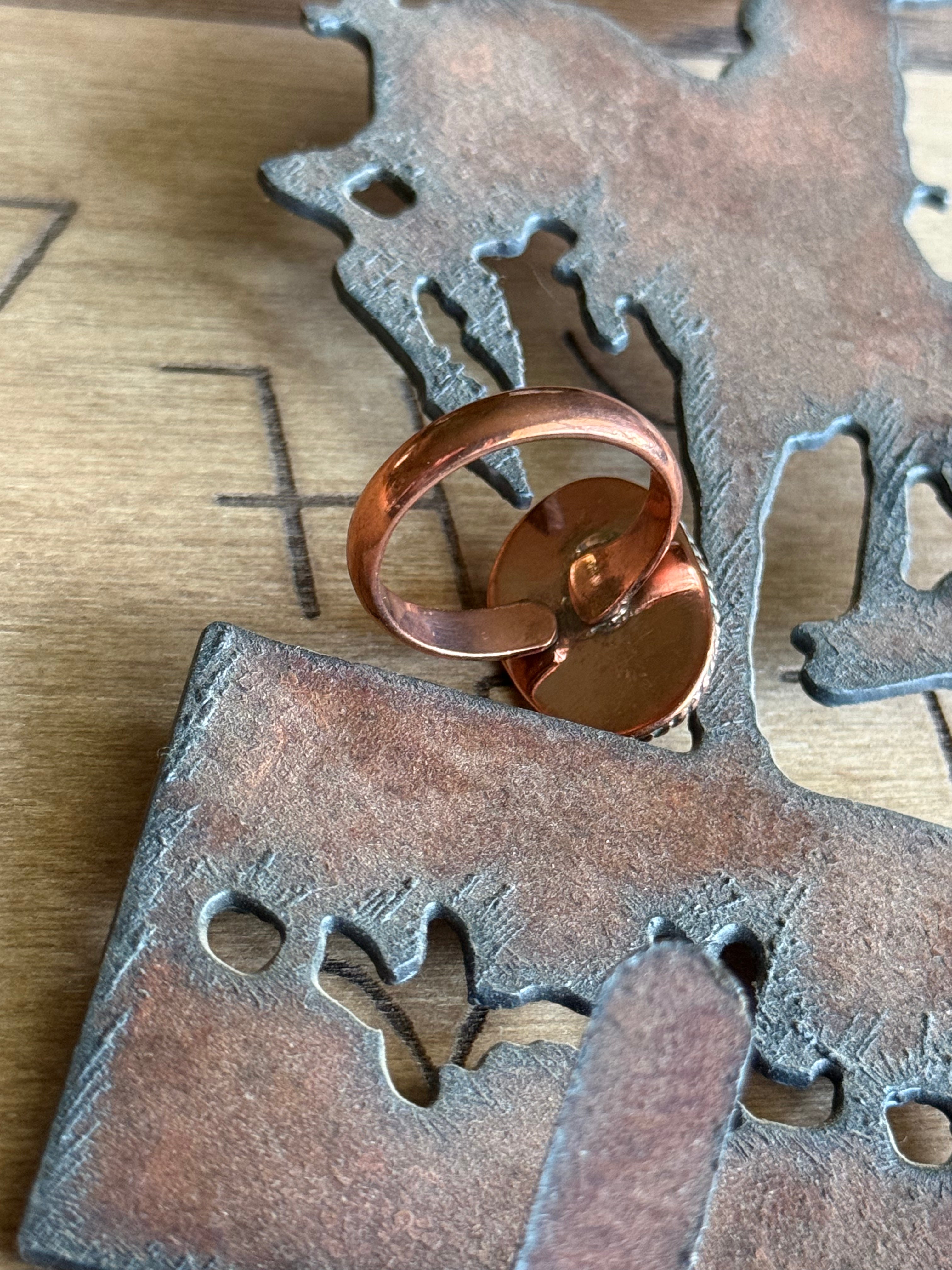 Turquoise &copoer adjustable ring