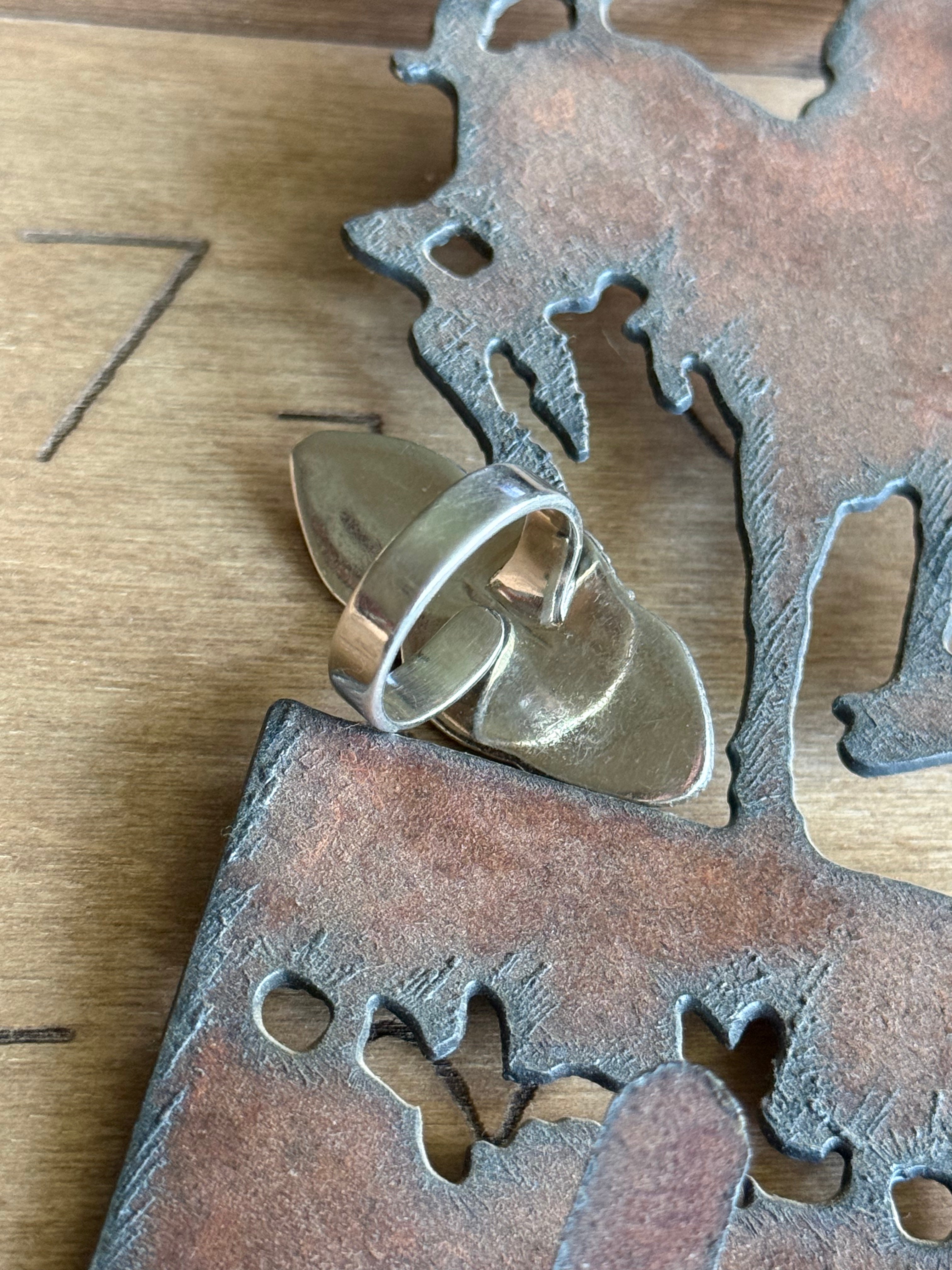 3 stone turquoise heart adjustable ring