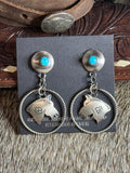 Tim Yazzie horse & turquoise earrings