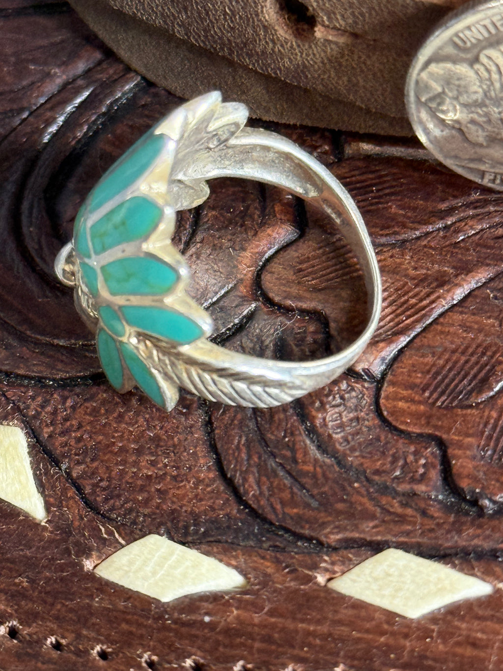 Kingman turquoise headdress Indian ring