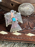 Native made Thunderbird turquoise ring
