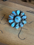Navajo Wilson Dawes golden hills turquoise cluster ring