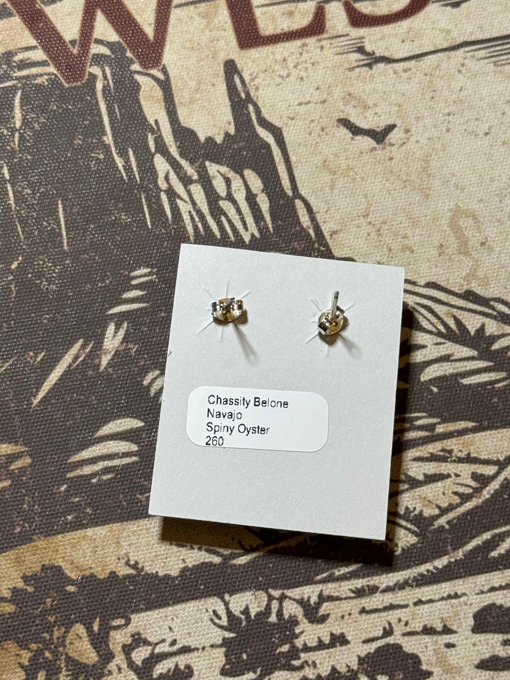 Navajo Chassity Belone spiny oyster stud earrings