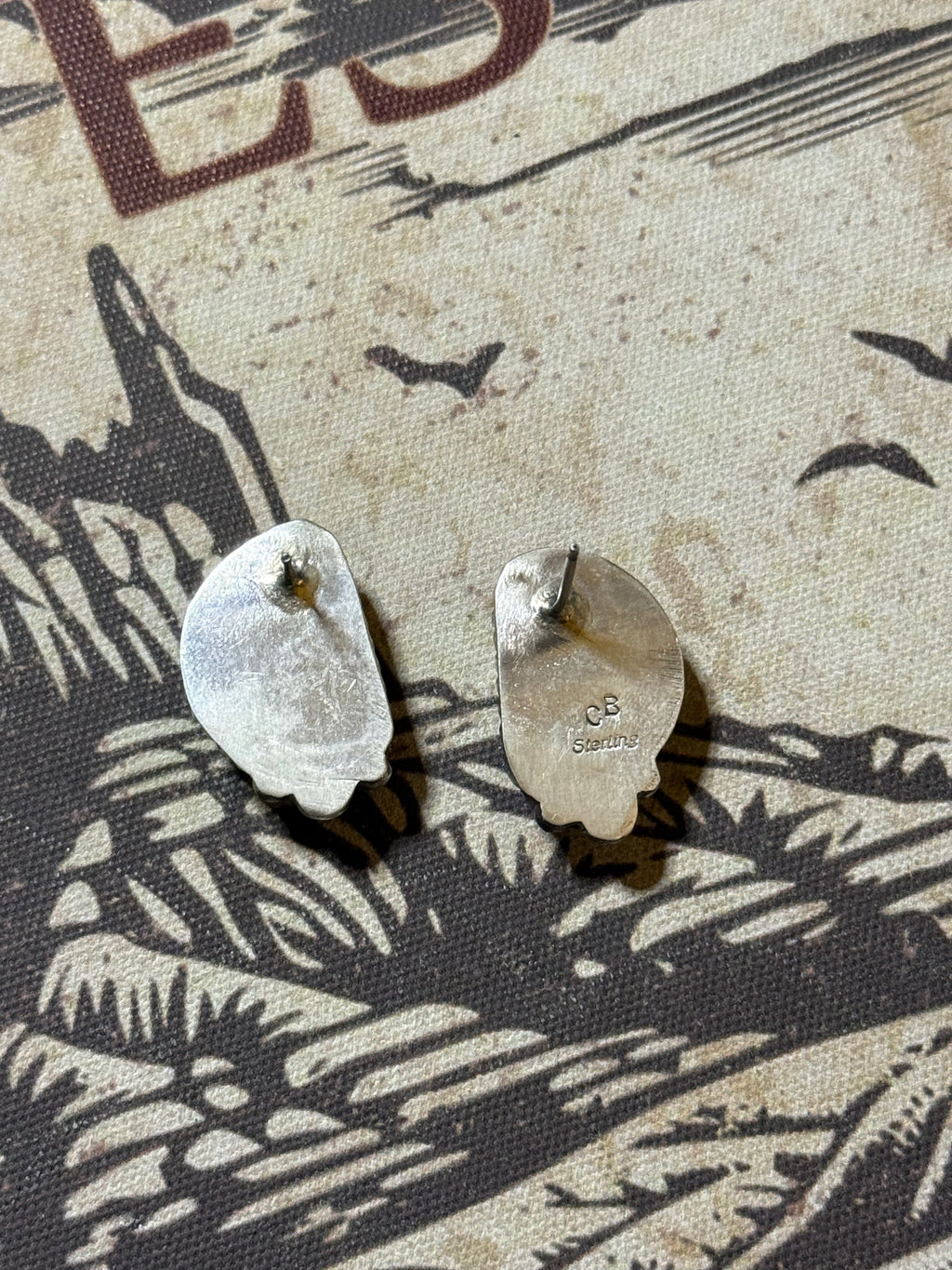 Navajo Chassity Belone spiny oyster stud earrings