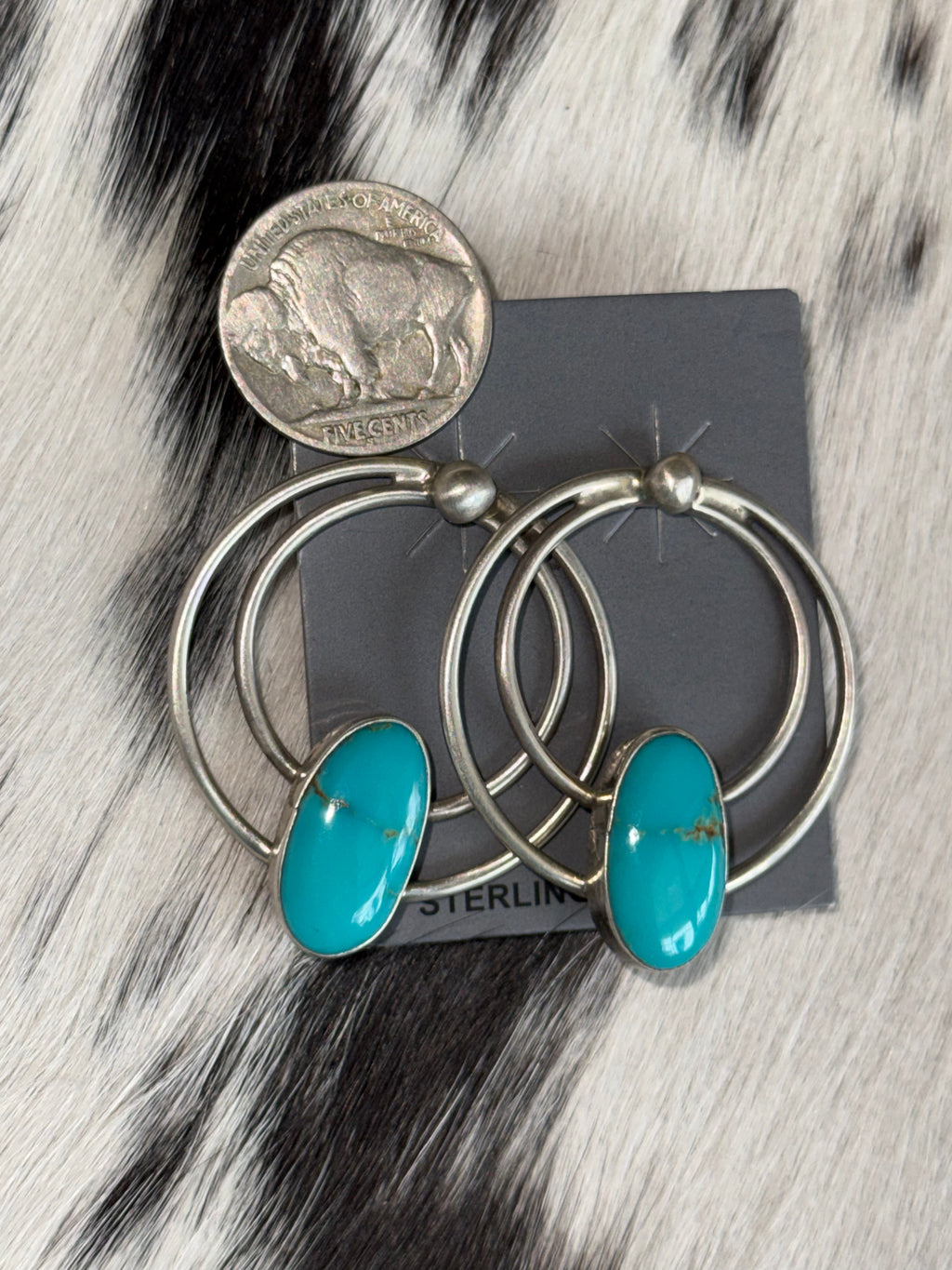 Geraldine James Navajo Kingman turquoise earrings