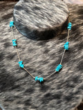 Liquid silver & turquoise 18” necklace
