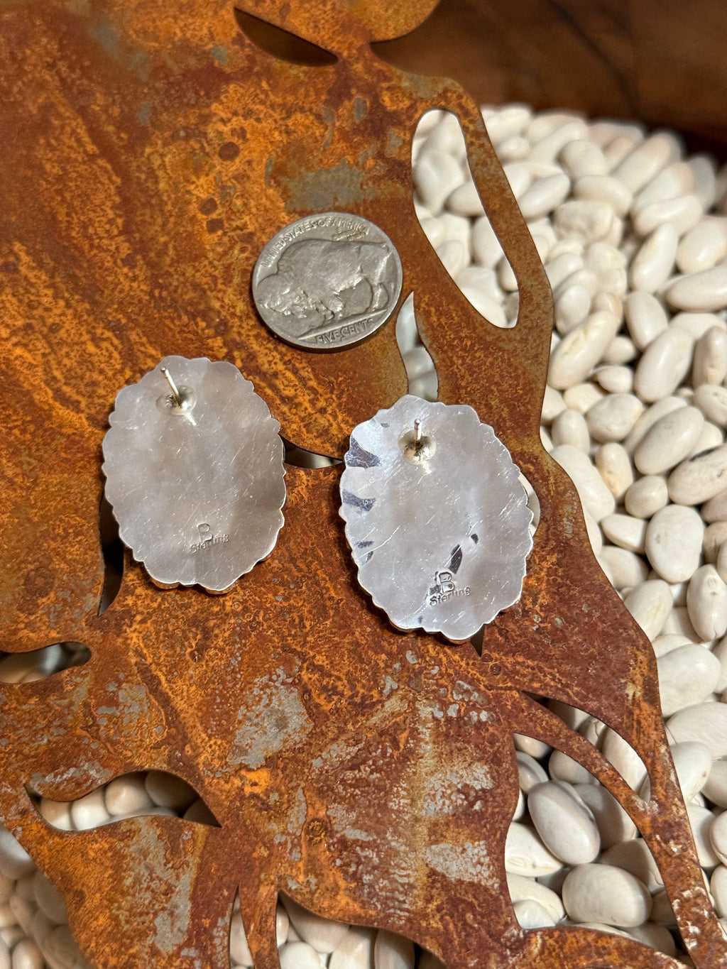Native American Navajo turquoise cluster earrings by Davina Benally