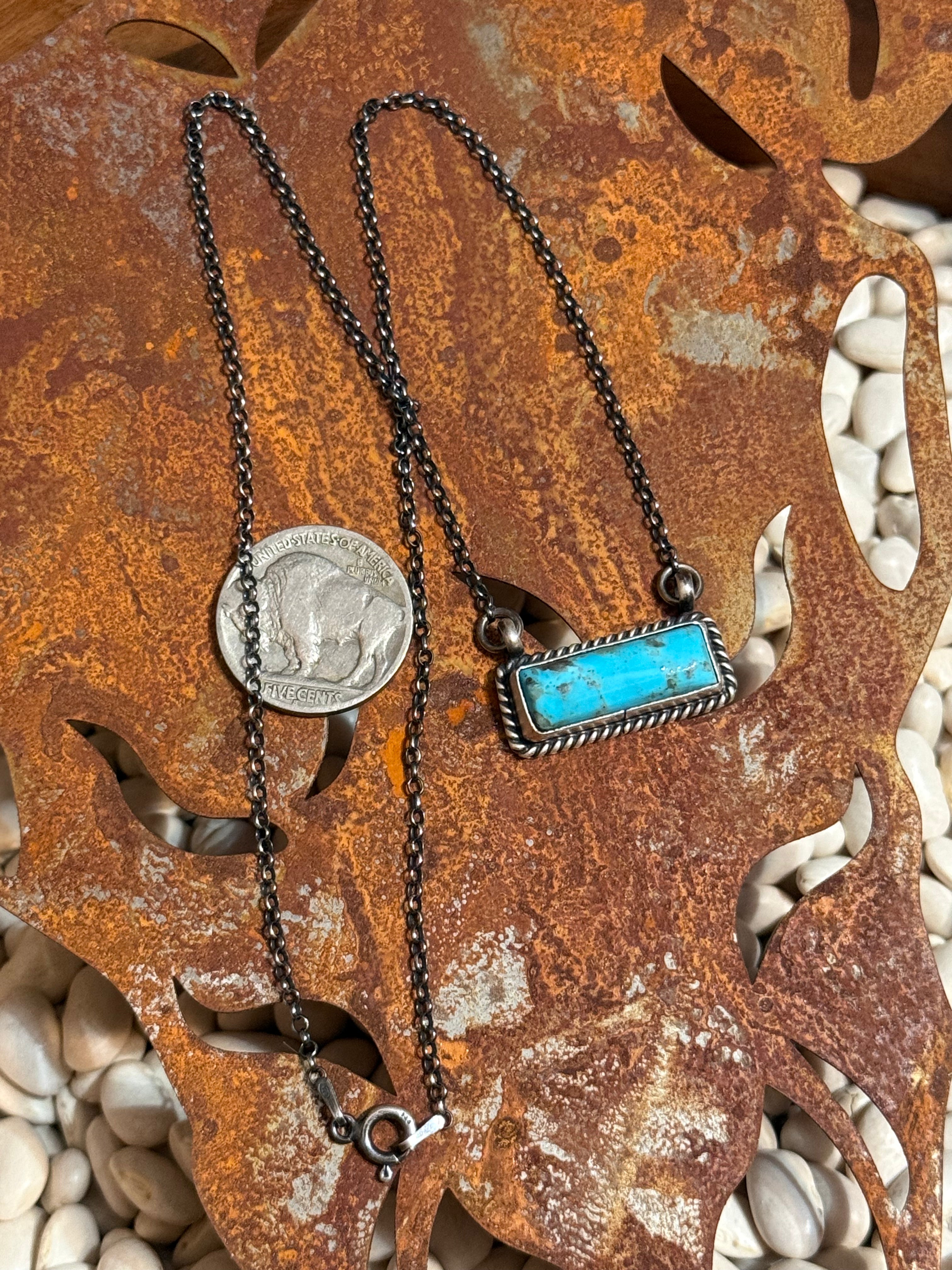 Navajo Johnny Dixon turquoise bar necklace