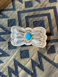 Native made sterling silver & turquoise brooch pin