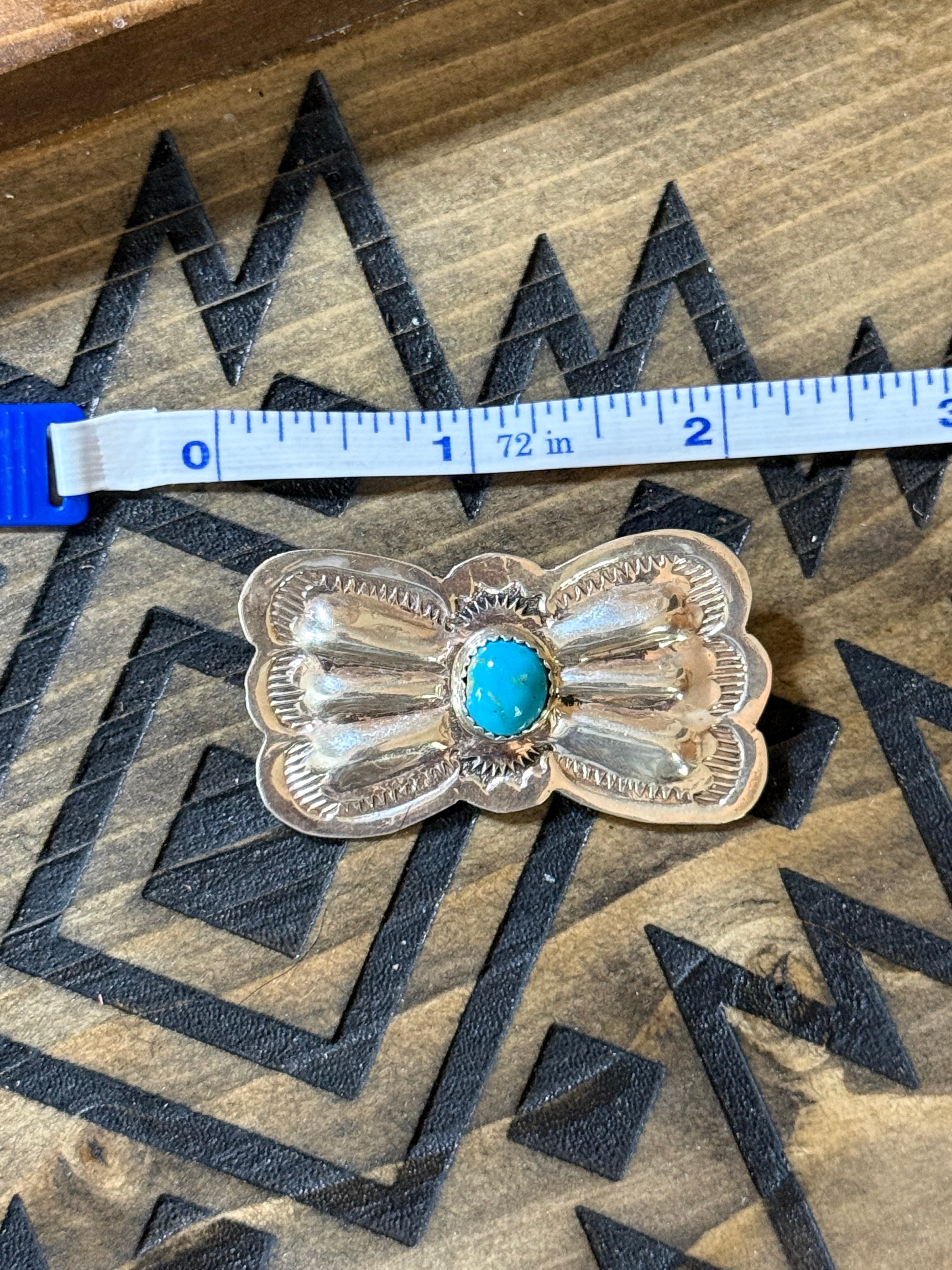 Native made sterling silver & turquoise brooch pin