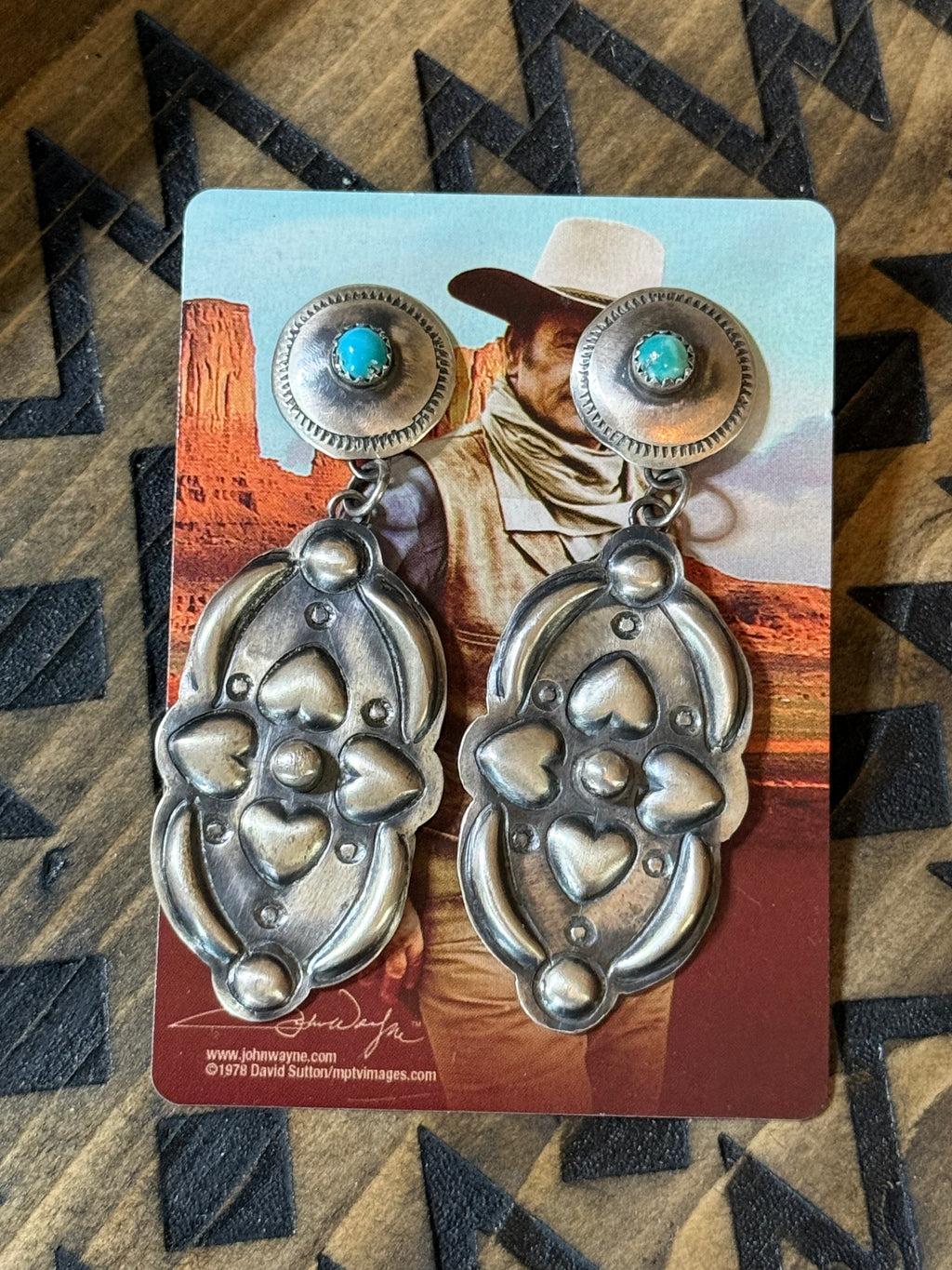 Native Tim Yazzie turquoise & hearts earrings
