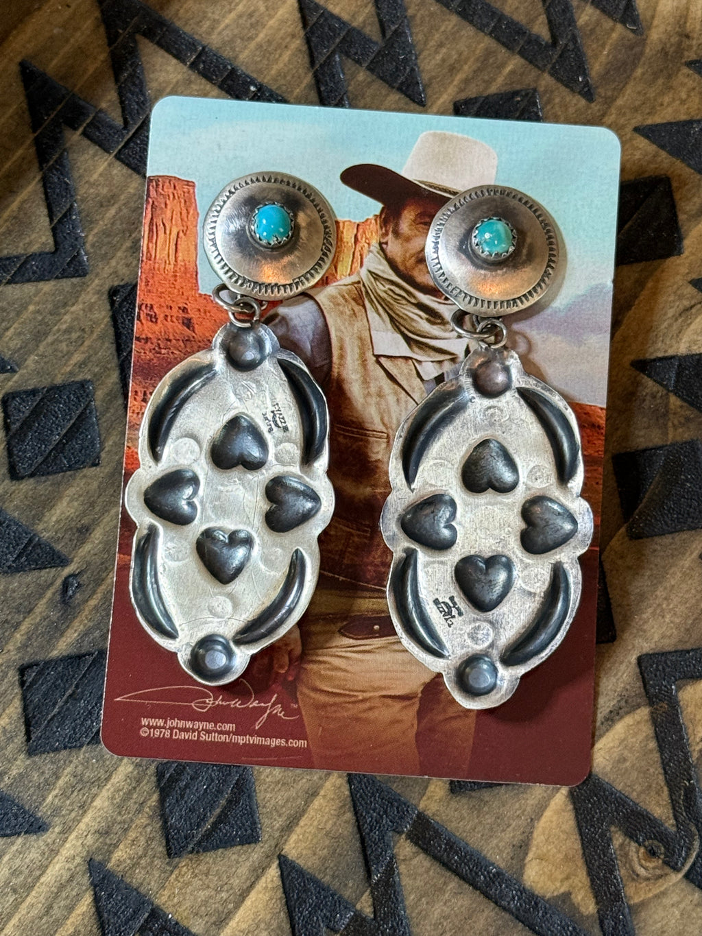 Native Tim Yazzie turquoise & hearts earrings
