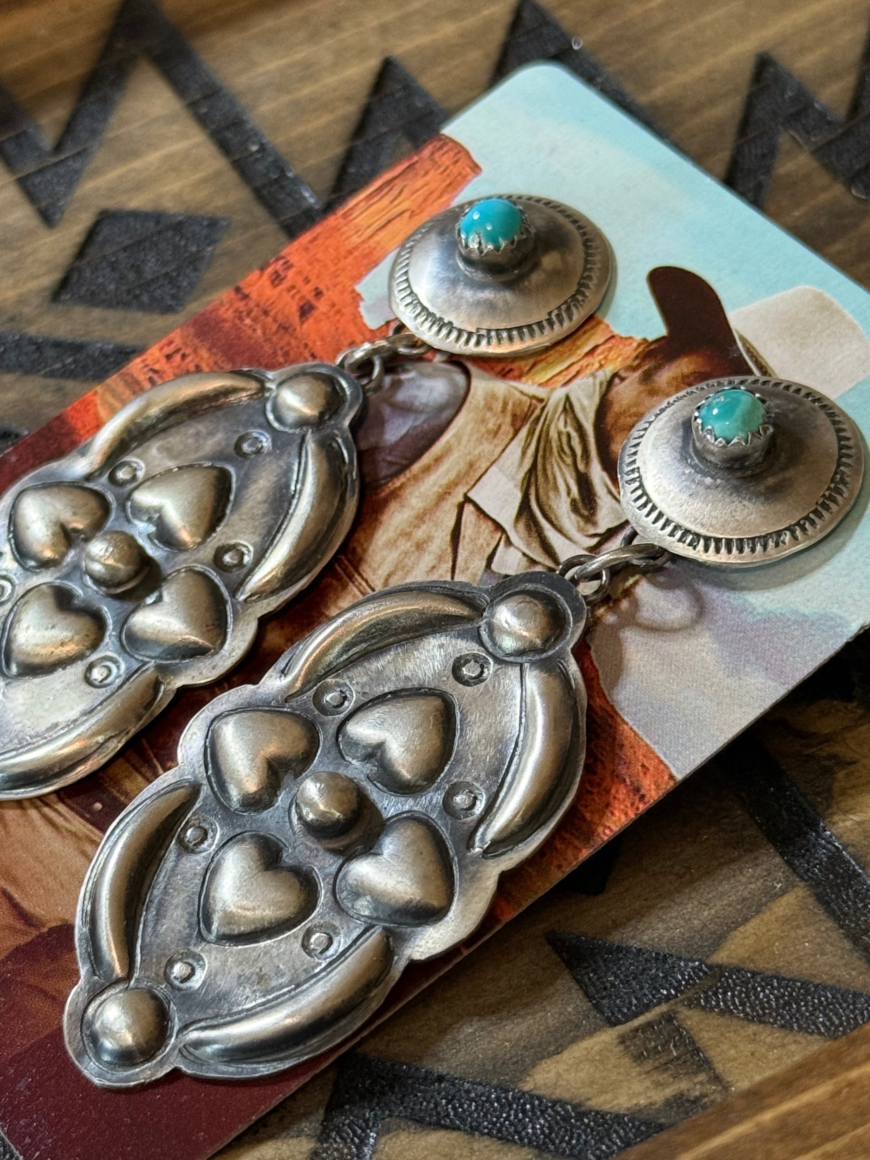 Native Tim Yazzie turquoise & hearts earrings