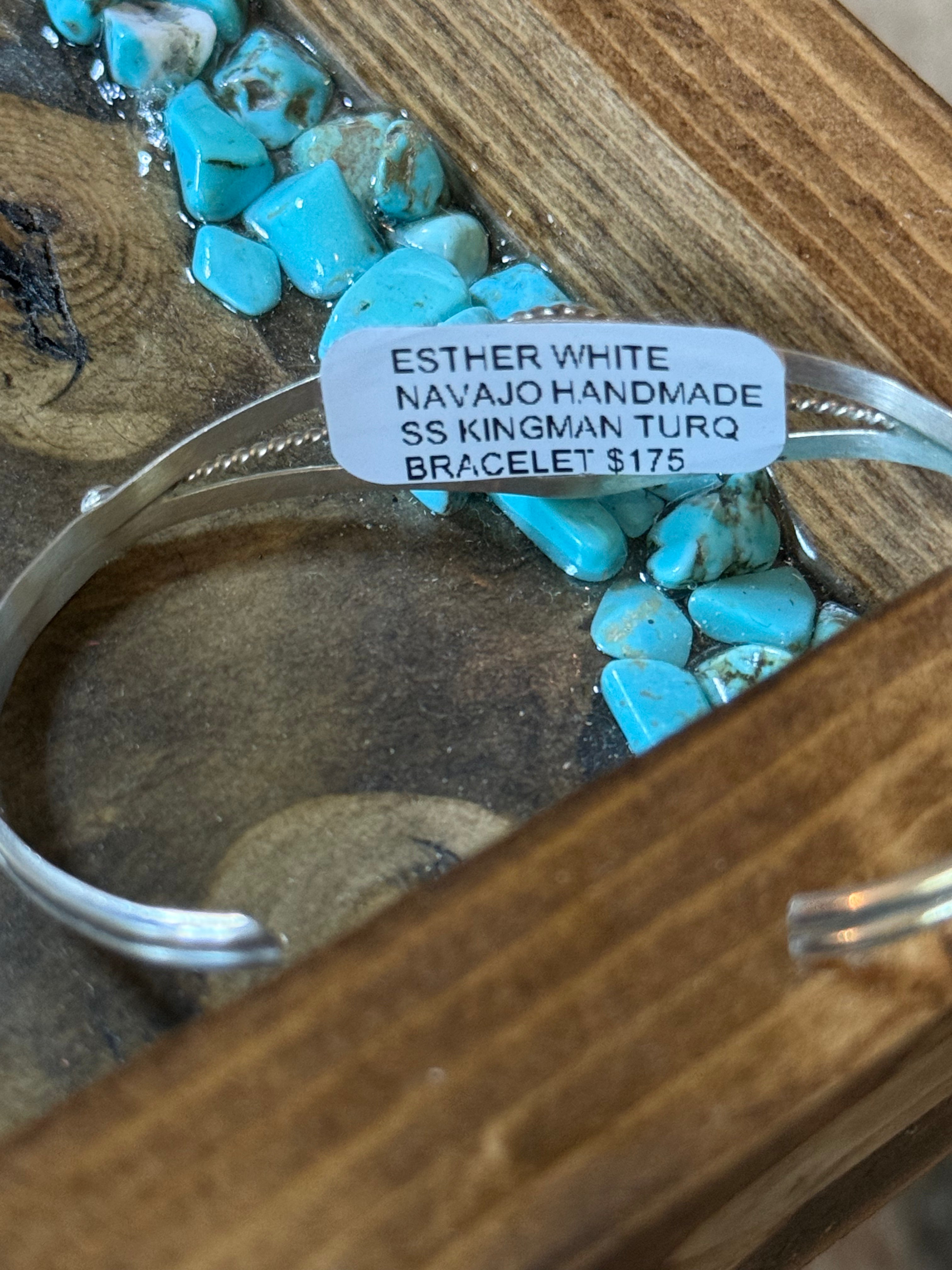 Native Esther White Navajo handmade turquoise cuff