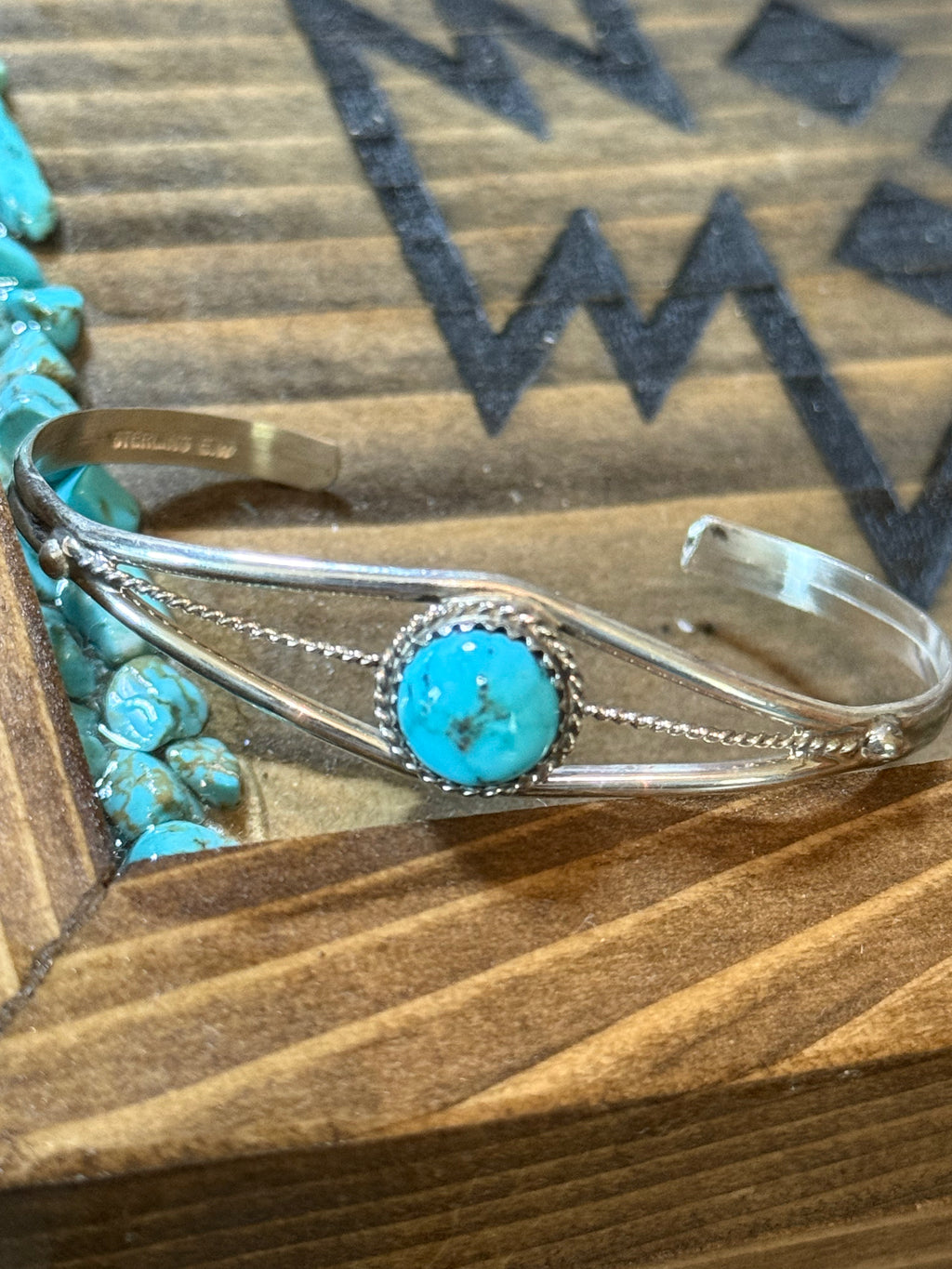 Native Esther White Navajo handmade turquoise cuff