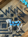 Golden hills turquoise horse necklace