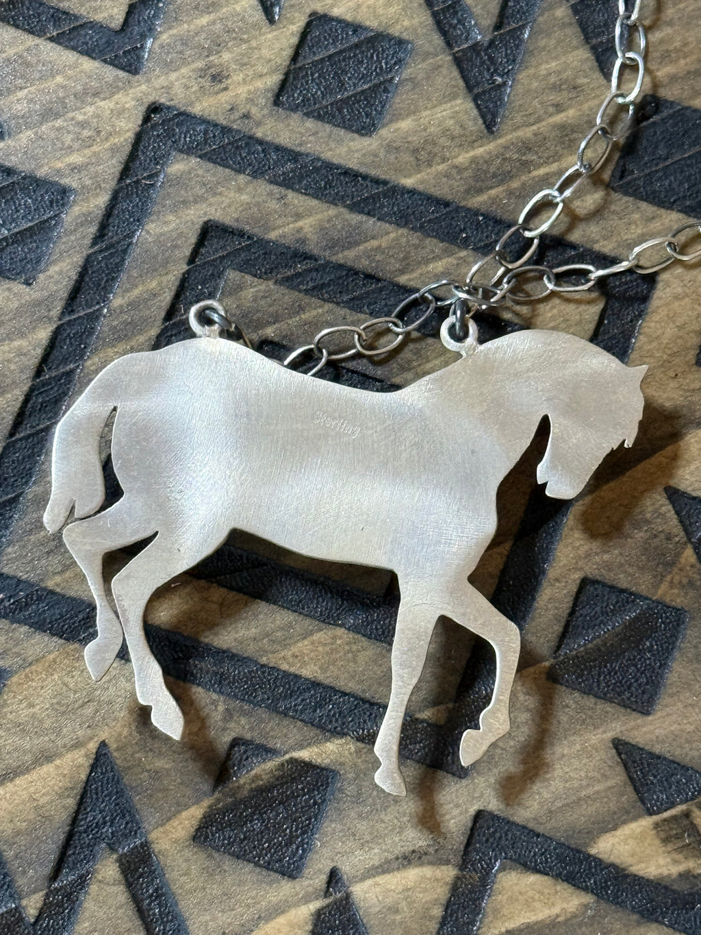 Golden hills turquoise horse necklace