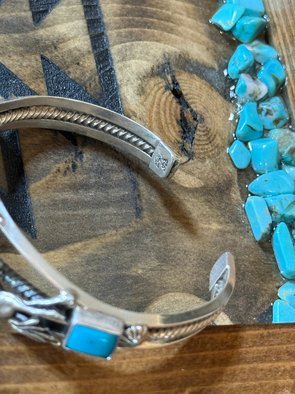 Bobby Platero Native handmade running horse turquoise cuff