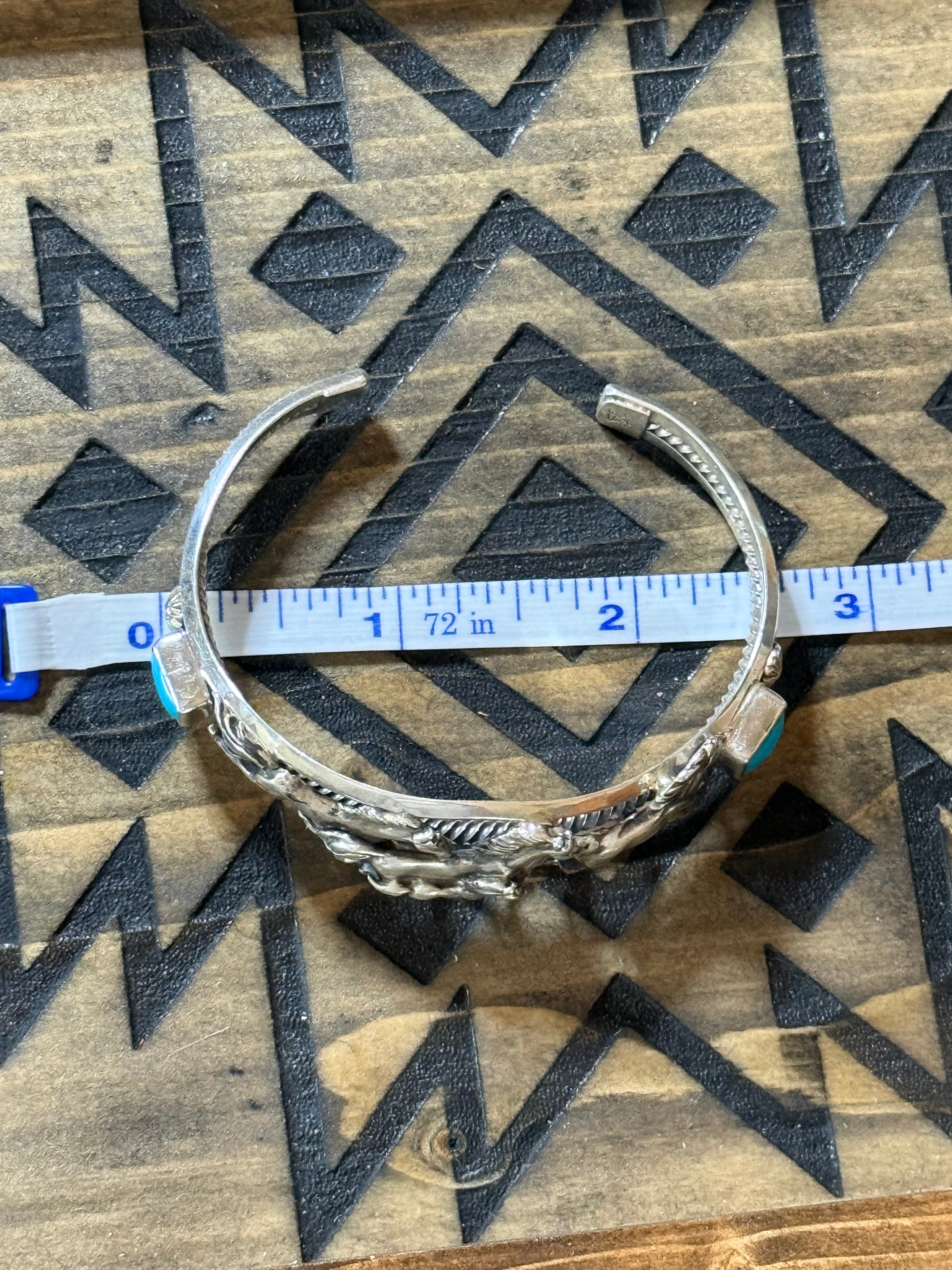 Bobby Platero Native handmade running horse turquoise cuff