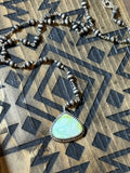 Palomino & Sterling silver pearl lariat