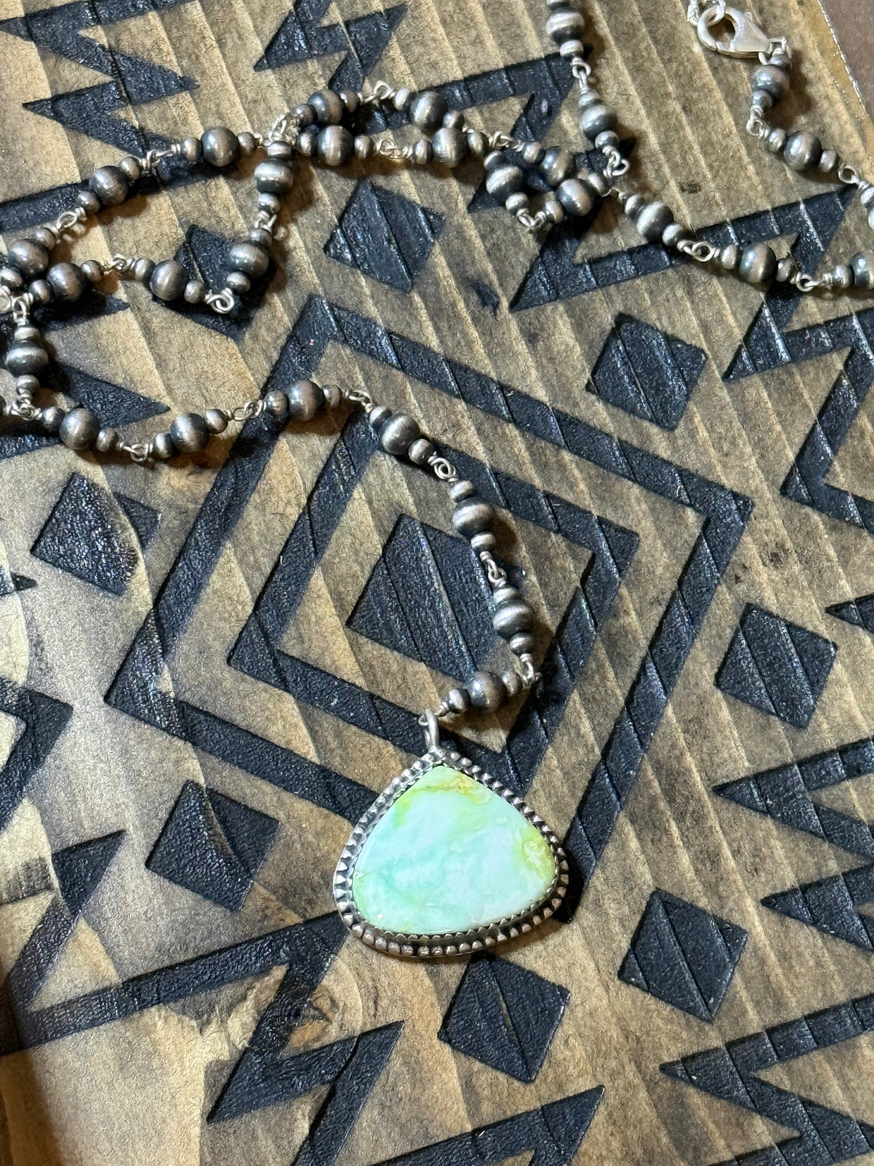 Palomino & Sterling silver pearl lariat