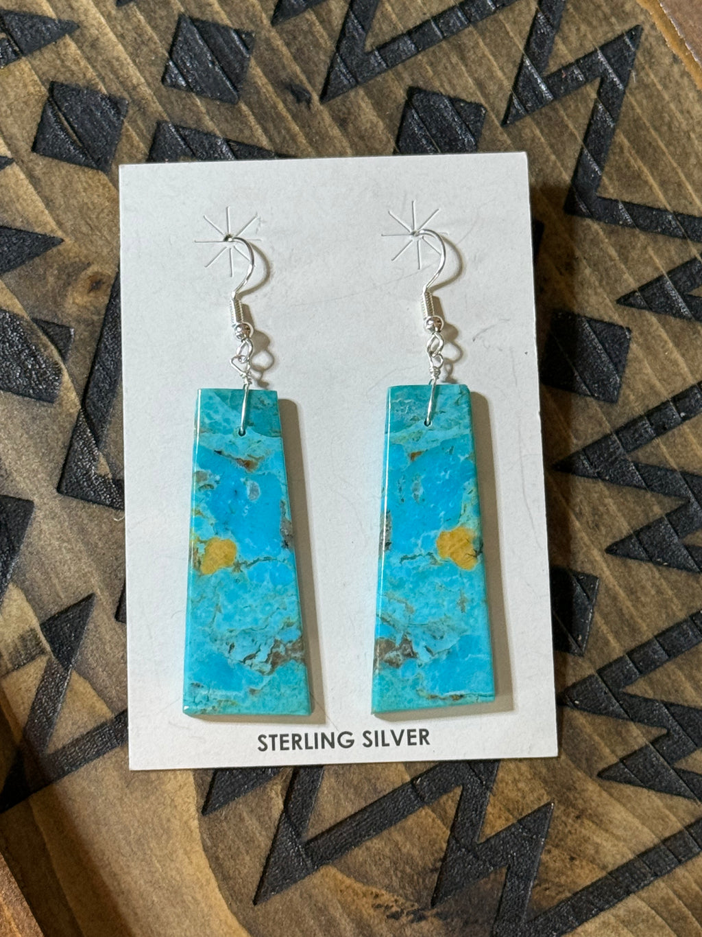 Jameson Pete Navajo handmade turquoise slab earrings