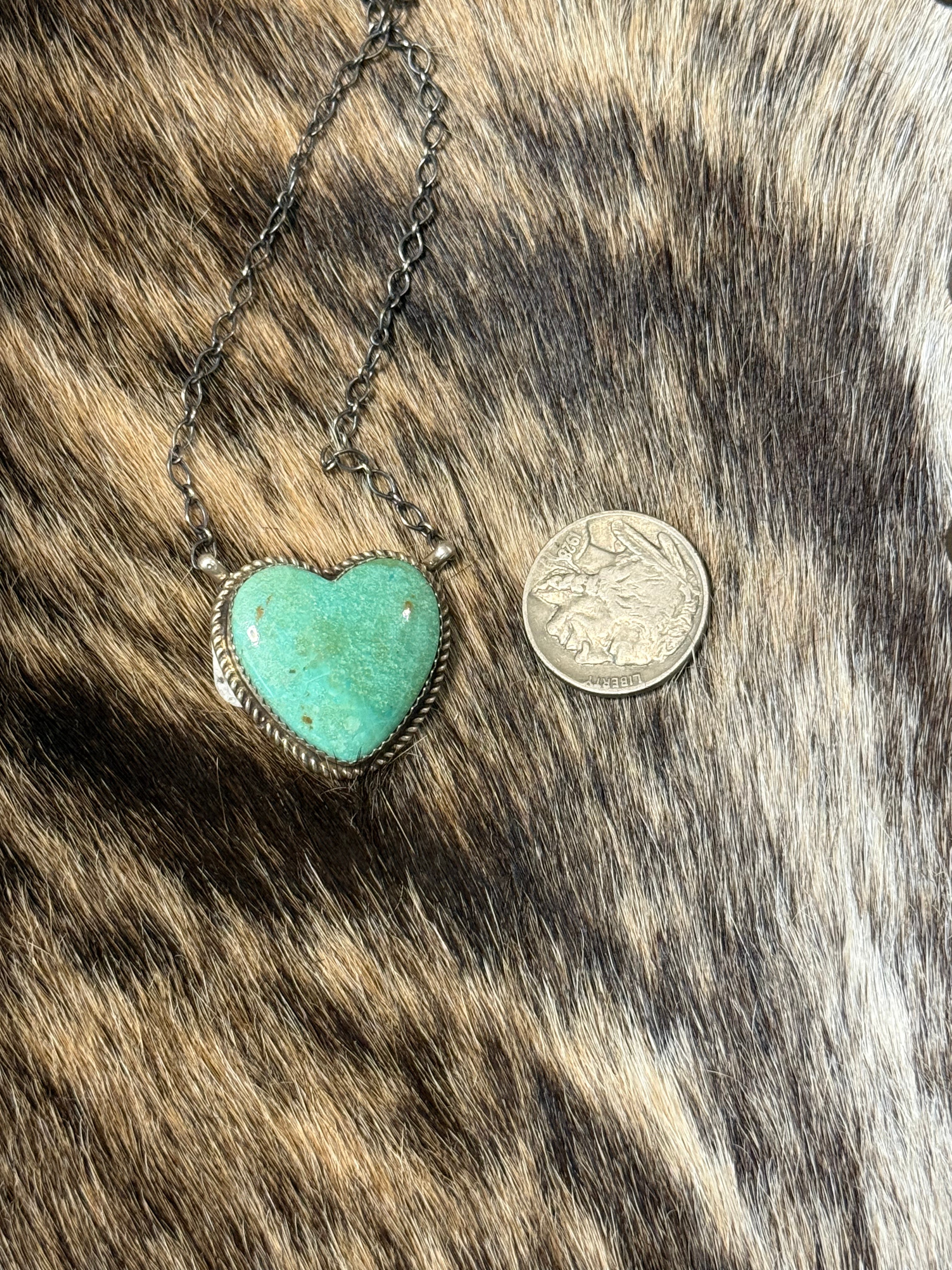 Navajo made turquoise heart necklace