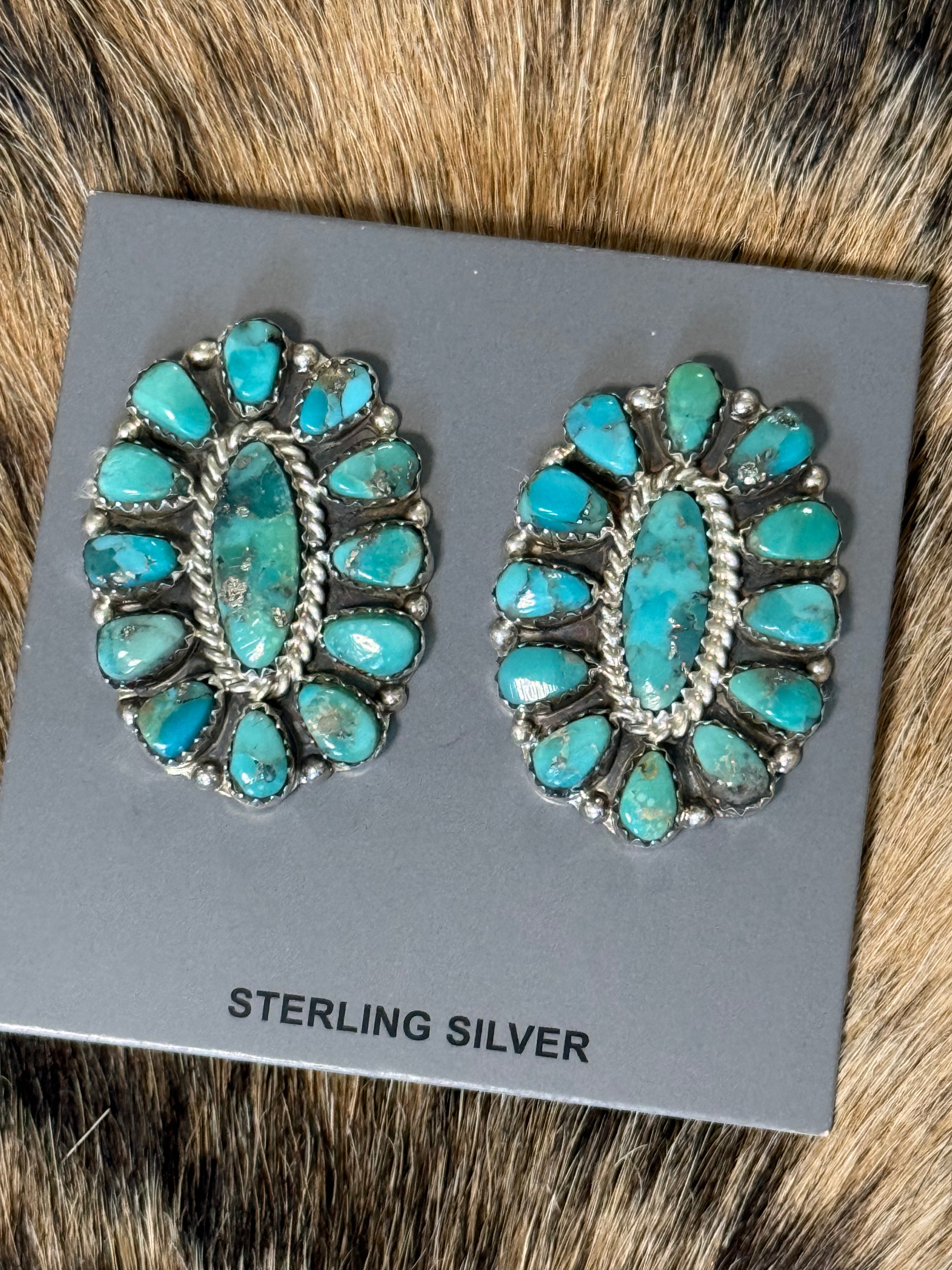 Turquoise cluster earrings