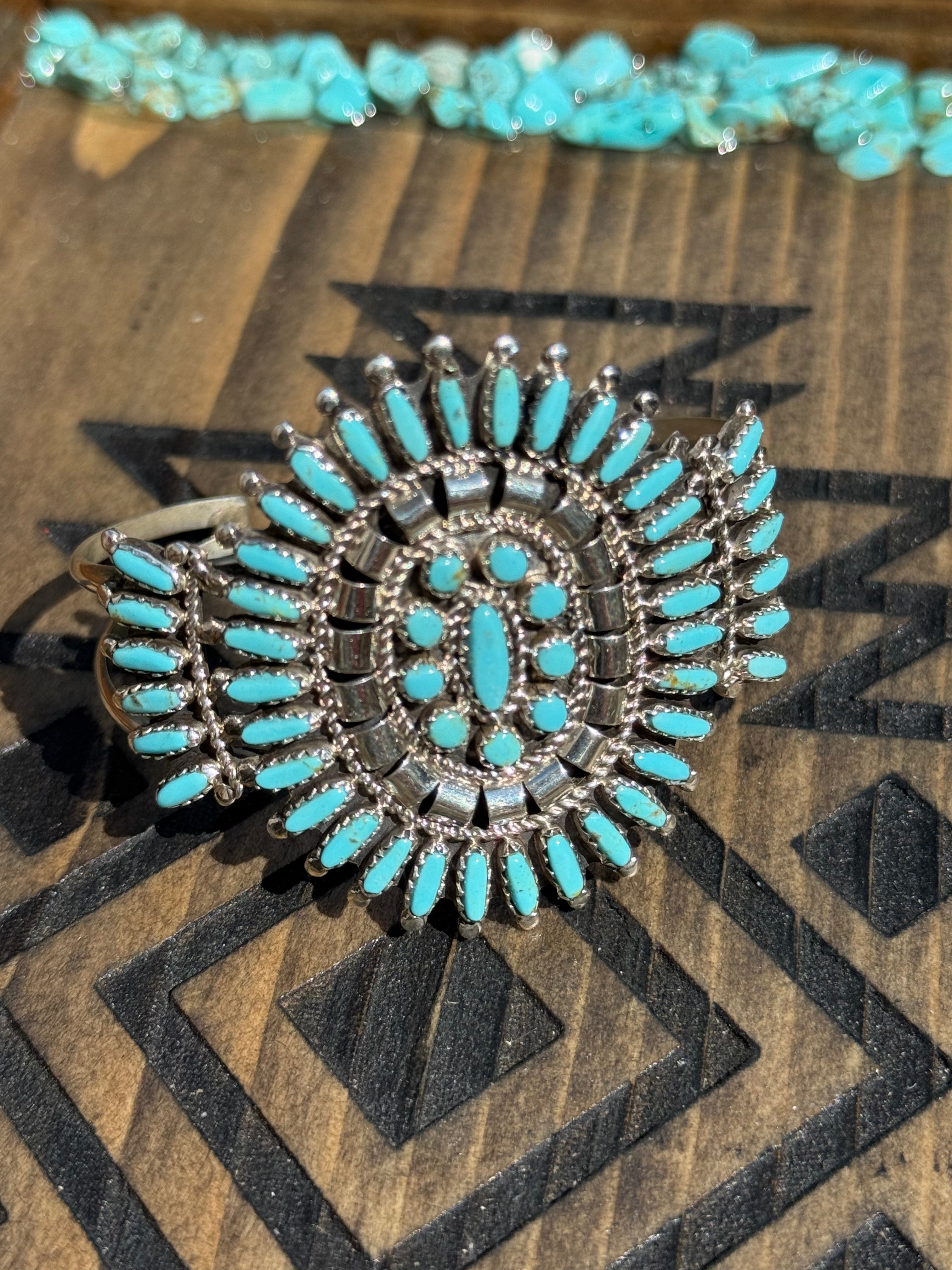 Native Nathaniel Nez turquoise needlepoint cuff