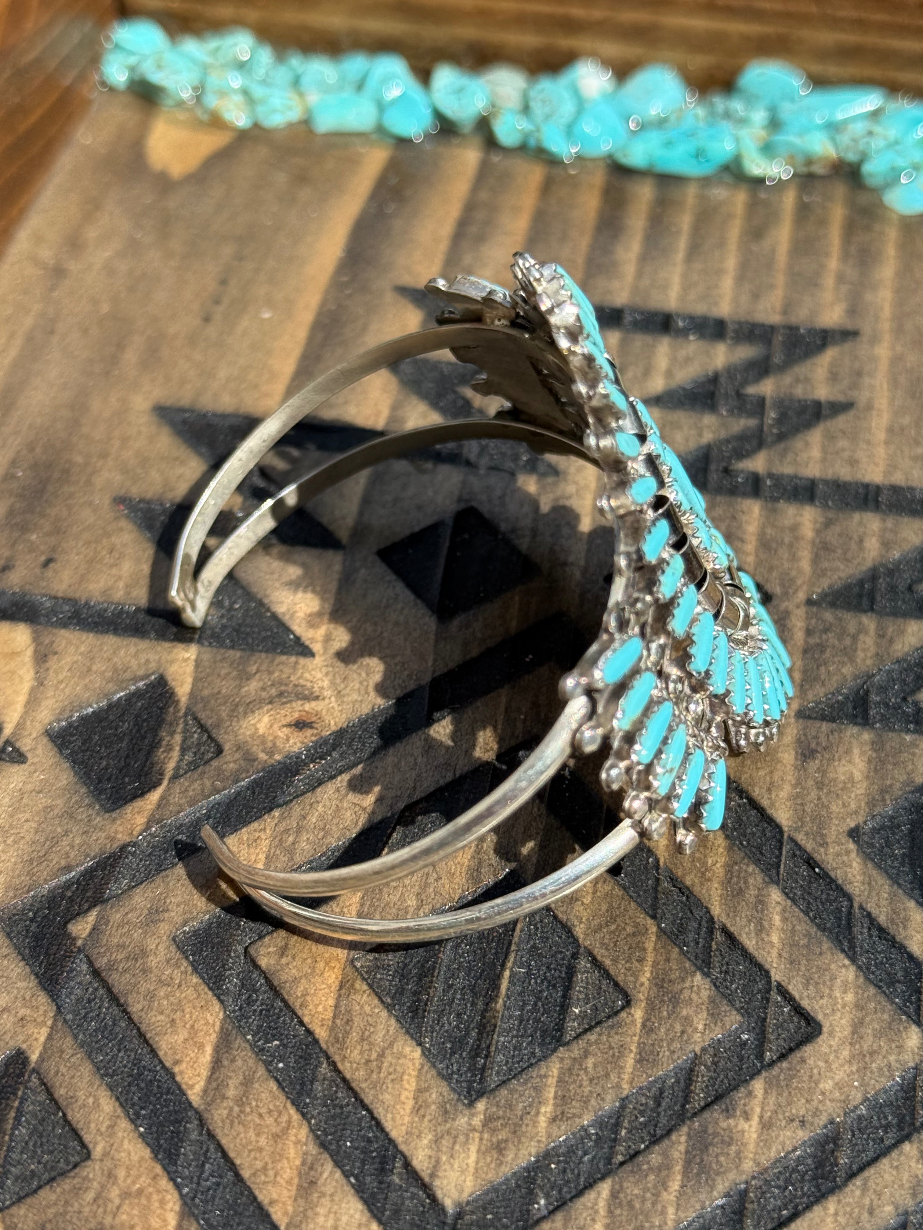 Native Nathaniel Nez turquoise needlepoint cuff