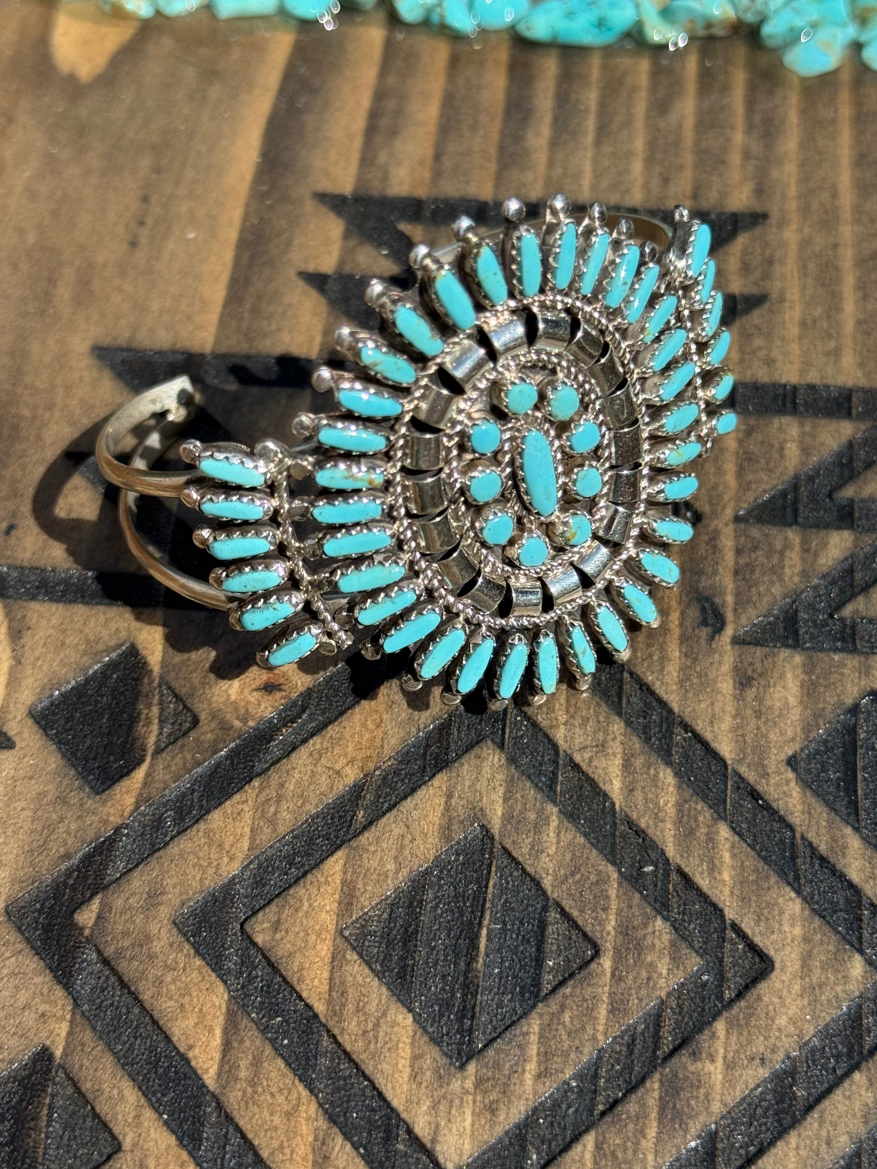 Native Nathaniel Nez turquoise needlepoint cuff