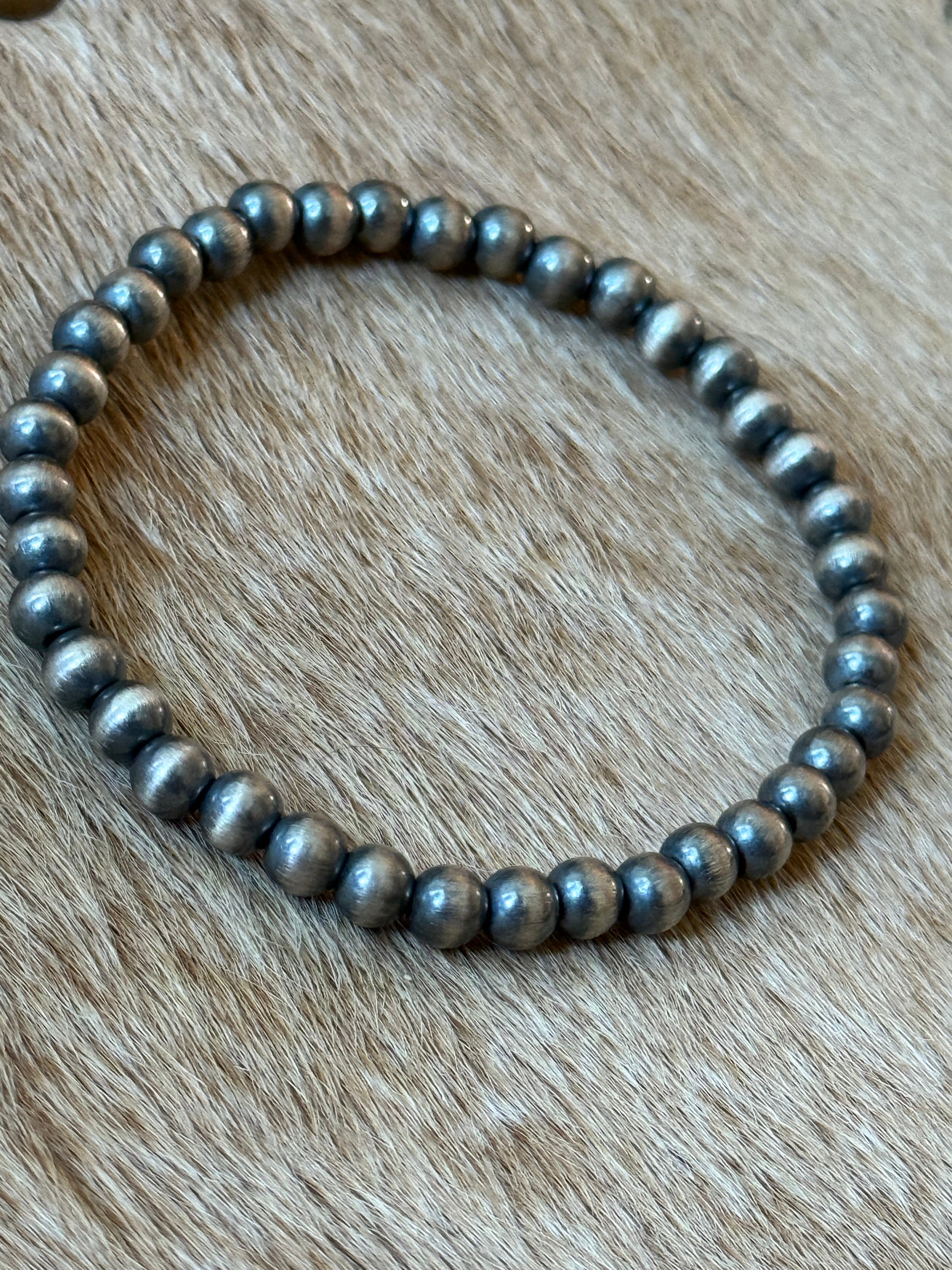 5 mm stretch sterling silver pearl bracelet