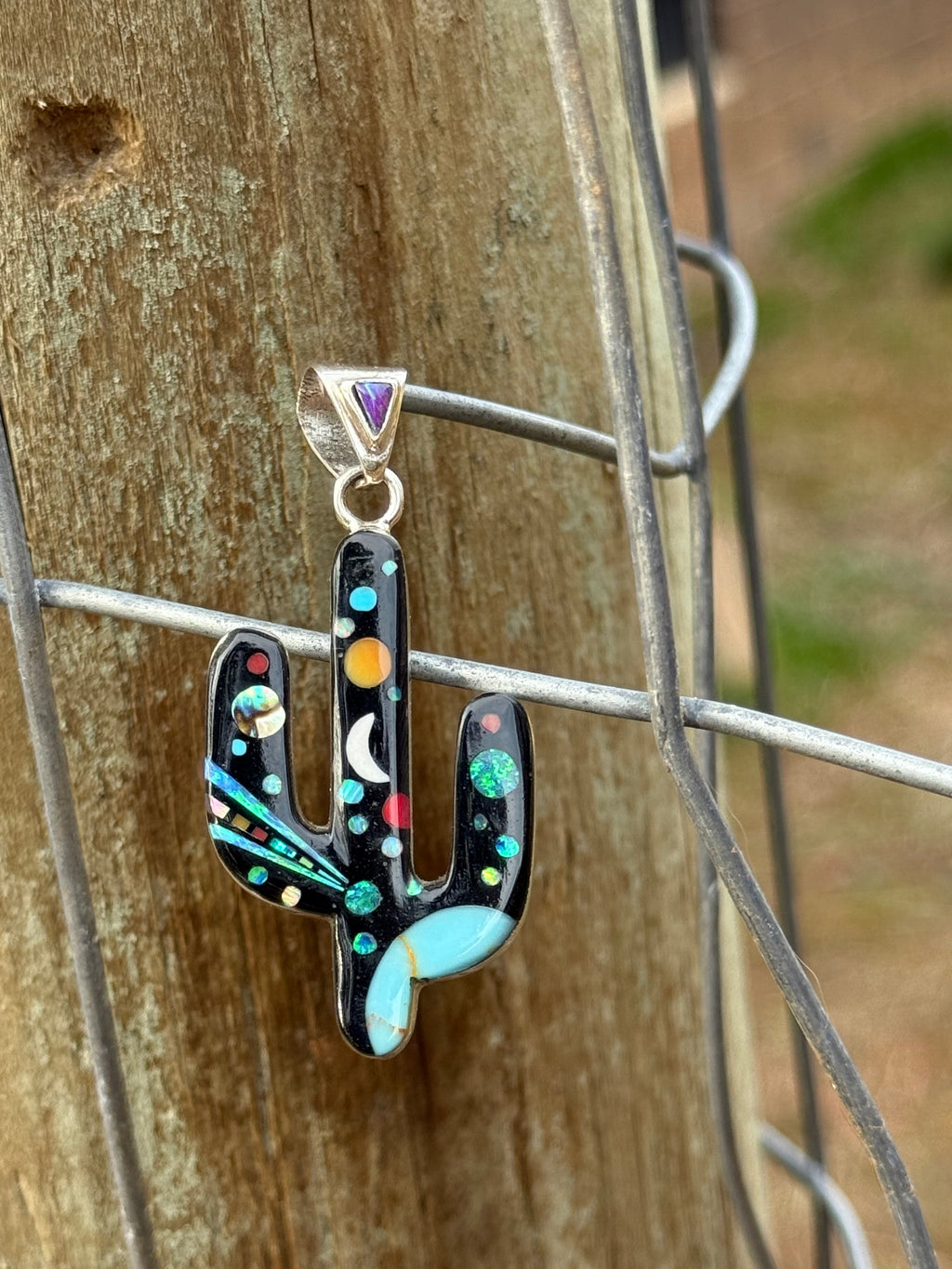 Cactus moon pendant